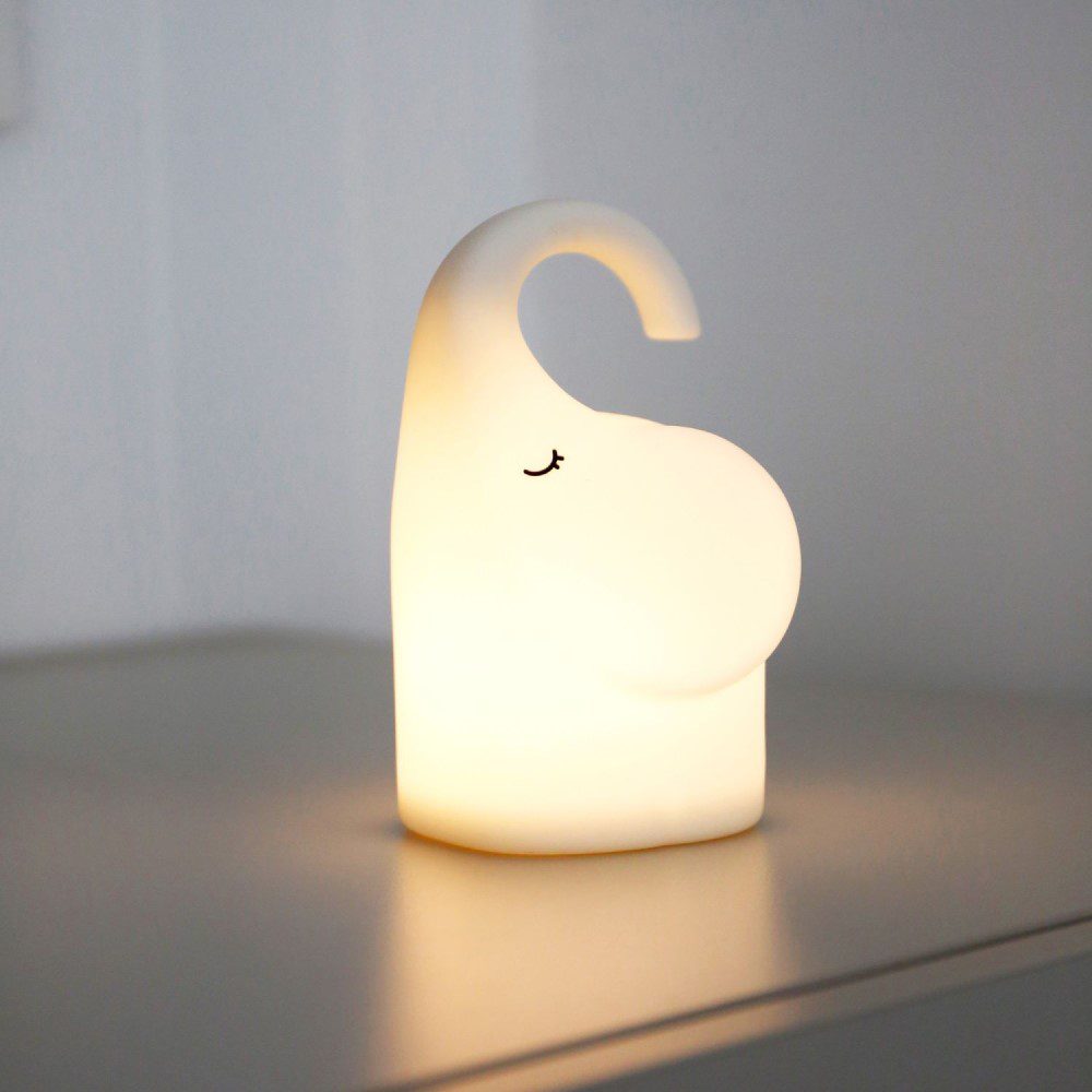 DESIGNSTUFF Elephant Night Lamp - Soft White LED Nursery Light for Baby Room, Kids Bedroom & Home Decor | Dimmable & Touch Control