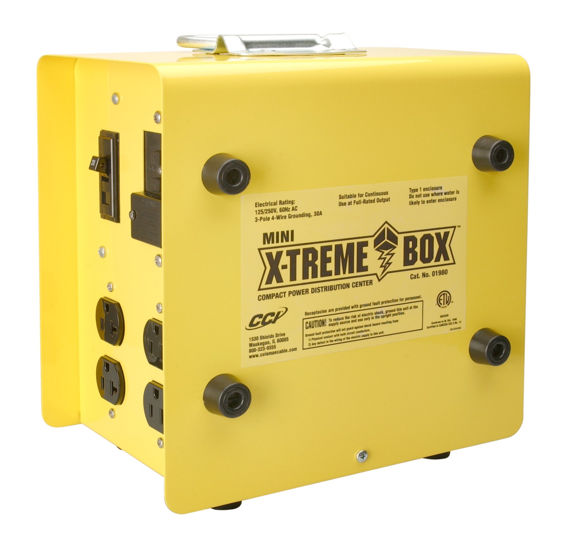 Southwire 19800102 Mini X-Treme Box Portable Temporary Power Distribution Box - Converts (1) L14-30P to (8) 5-20R Outlets | Ideal for Construction Sites, Outdoor Events, and Emergency Power Distribution