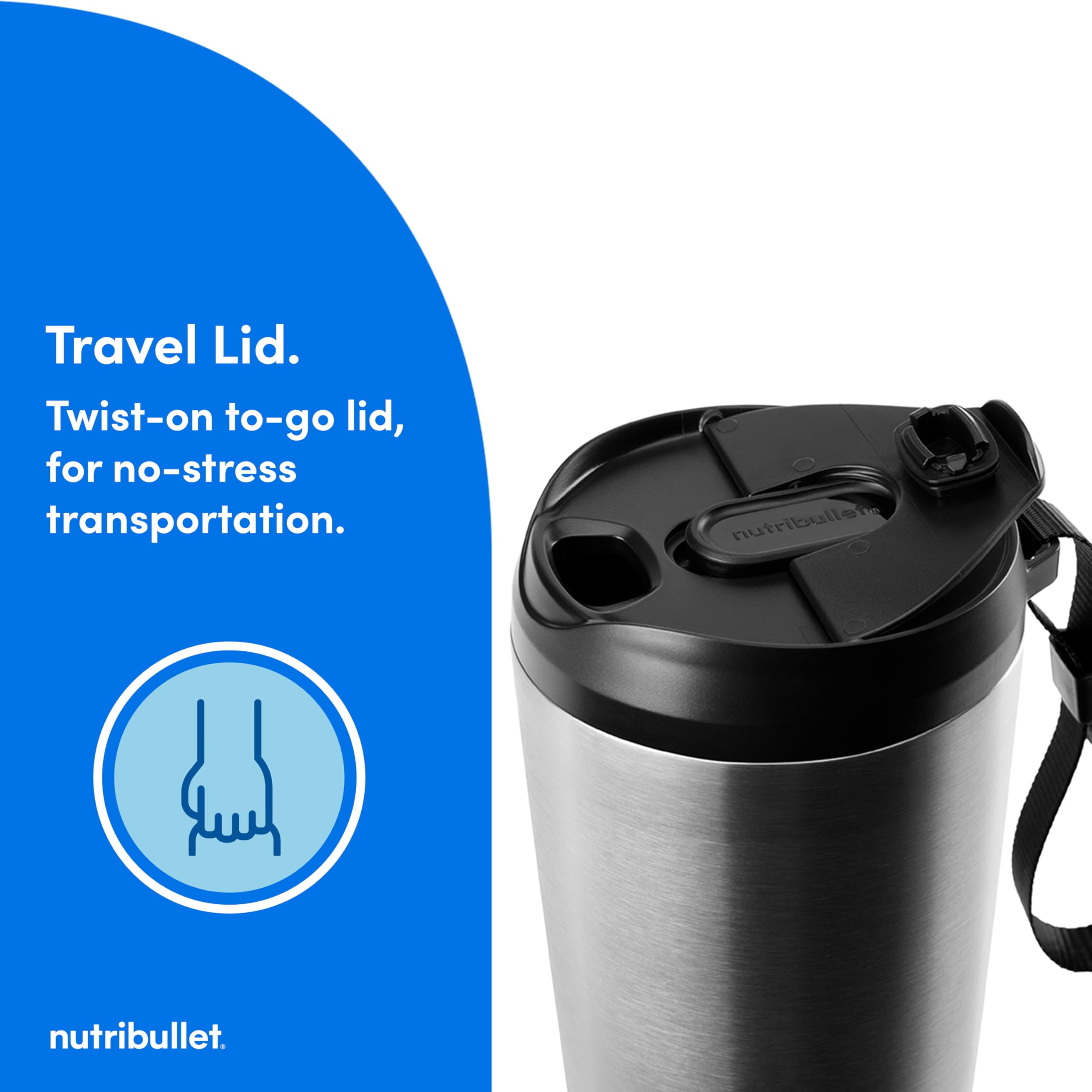 Nutribullet Flip Portable Blender with Insulated Cup - Cordless, Brushed Stainless Steel (NBPB50350SS) - Perfect for Smoothies, Protein Shakes & On-the-Go Blending at Gym, Office or Travel