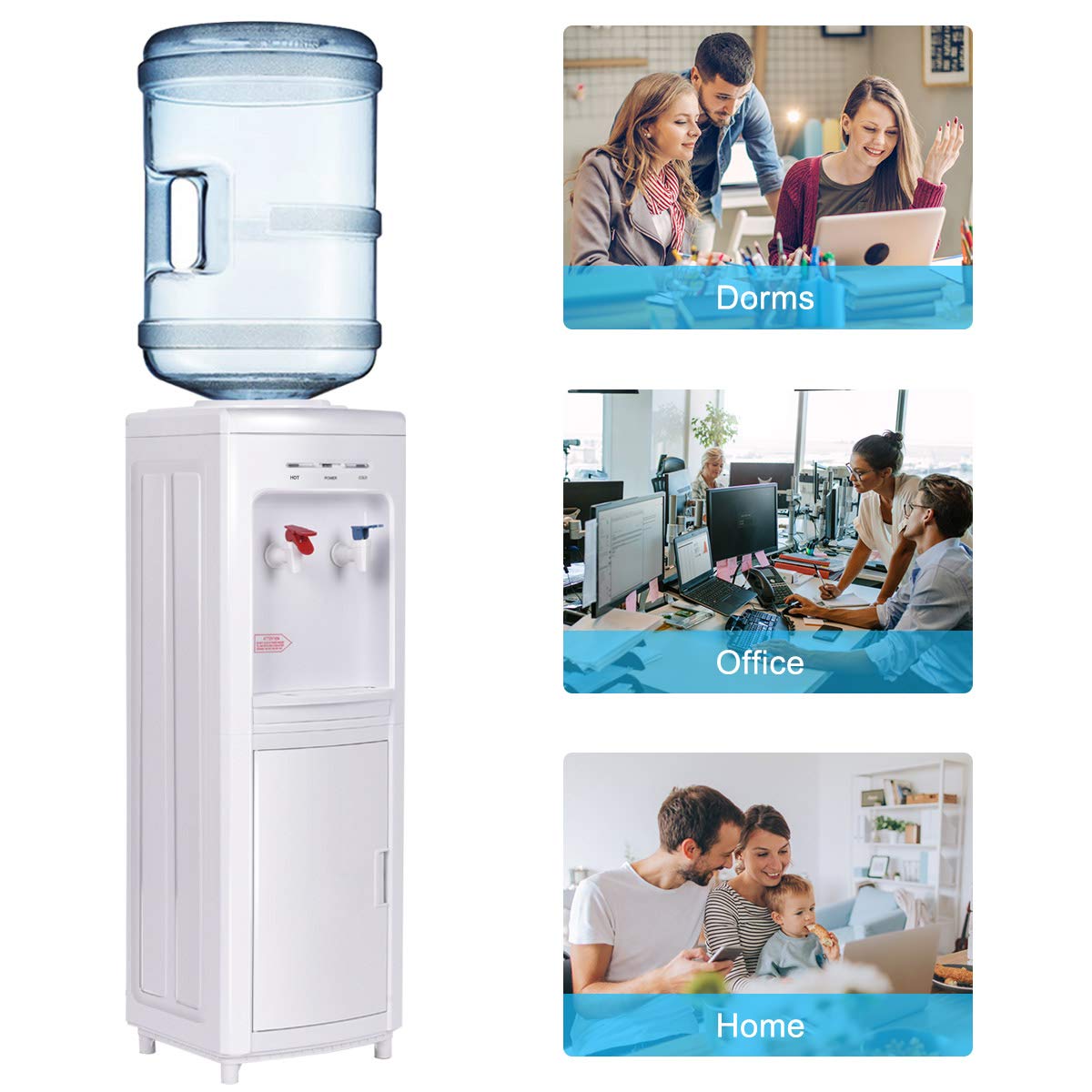 Adjustable Temperature Water Dispenser - Hot & Cold Water Dispenser for Home, Office, Kitchen - White | Perfect for Coffee, Tea & Instant Meals