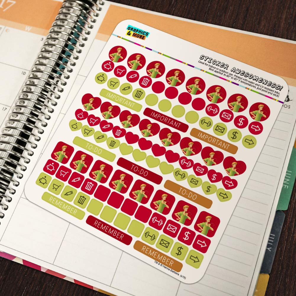 Scooby-Doo Shaggy Character Planner Stickers - Scrapbooking & Crafting Decorative Sticker Set for Bullet Journals, Planners, and DIY Projects