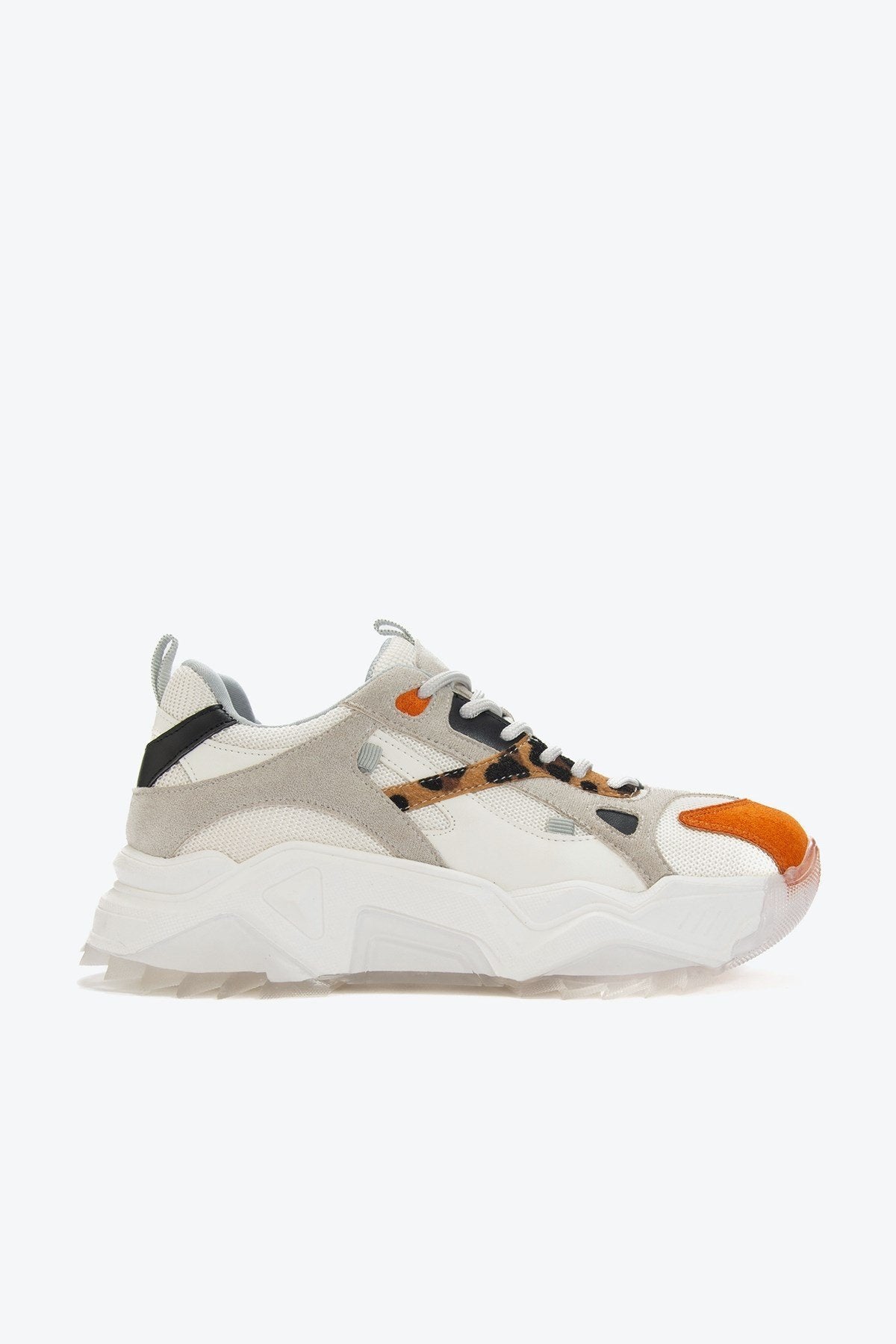 Loretta Women's White & Orange Platform Sneakers - Comfortable Fashion Sneakers for Casual Wear, Walking & Street Style