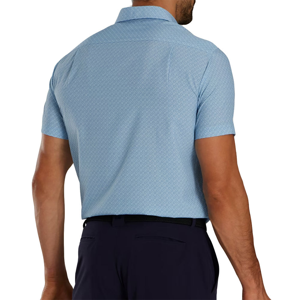 FootJoy Geo Check Woven Short Sleeve Men's Golf Shirt - Breathable & Stylish Performance Polo for Golfers & Casual Wear