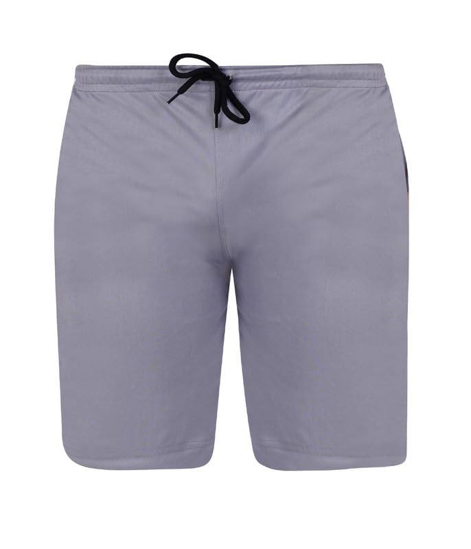 **Men's Grey Polyester Sports Shorts - Breathable, Quick Dry Gym & Running Shorts with Draw Cord & Zipper Pocket | Ergonomic Design for Comfort & Performance | Perfect for Workouts, Jogging & Outdoor Activities**