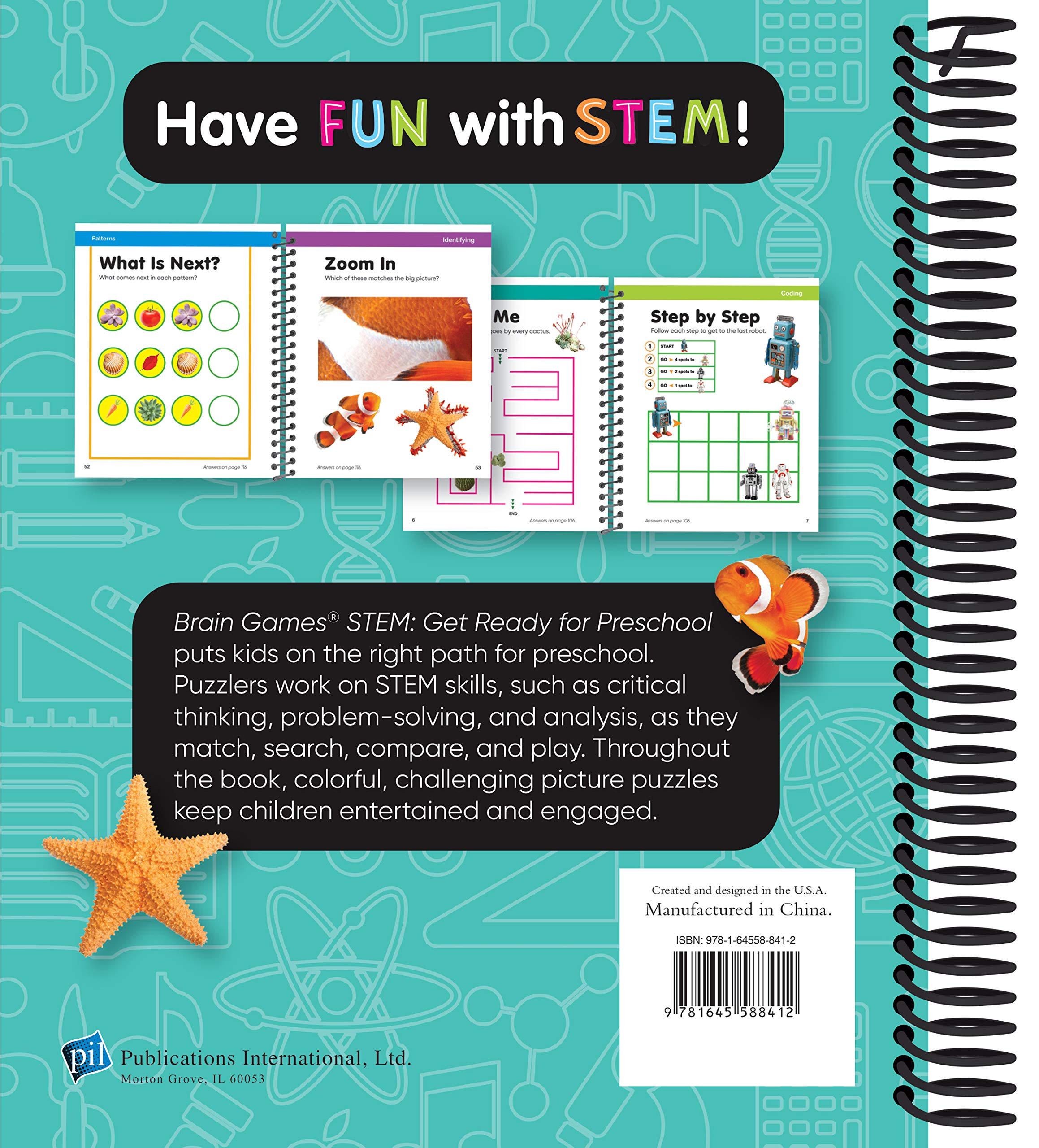 Brain Games STEM Preschool Workbook - Picture Puzzles for Growing Minds | Early Learning Activities for Kids Ages 3-5 | Perfect for Homeschool & Classroom Use