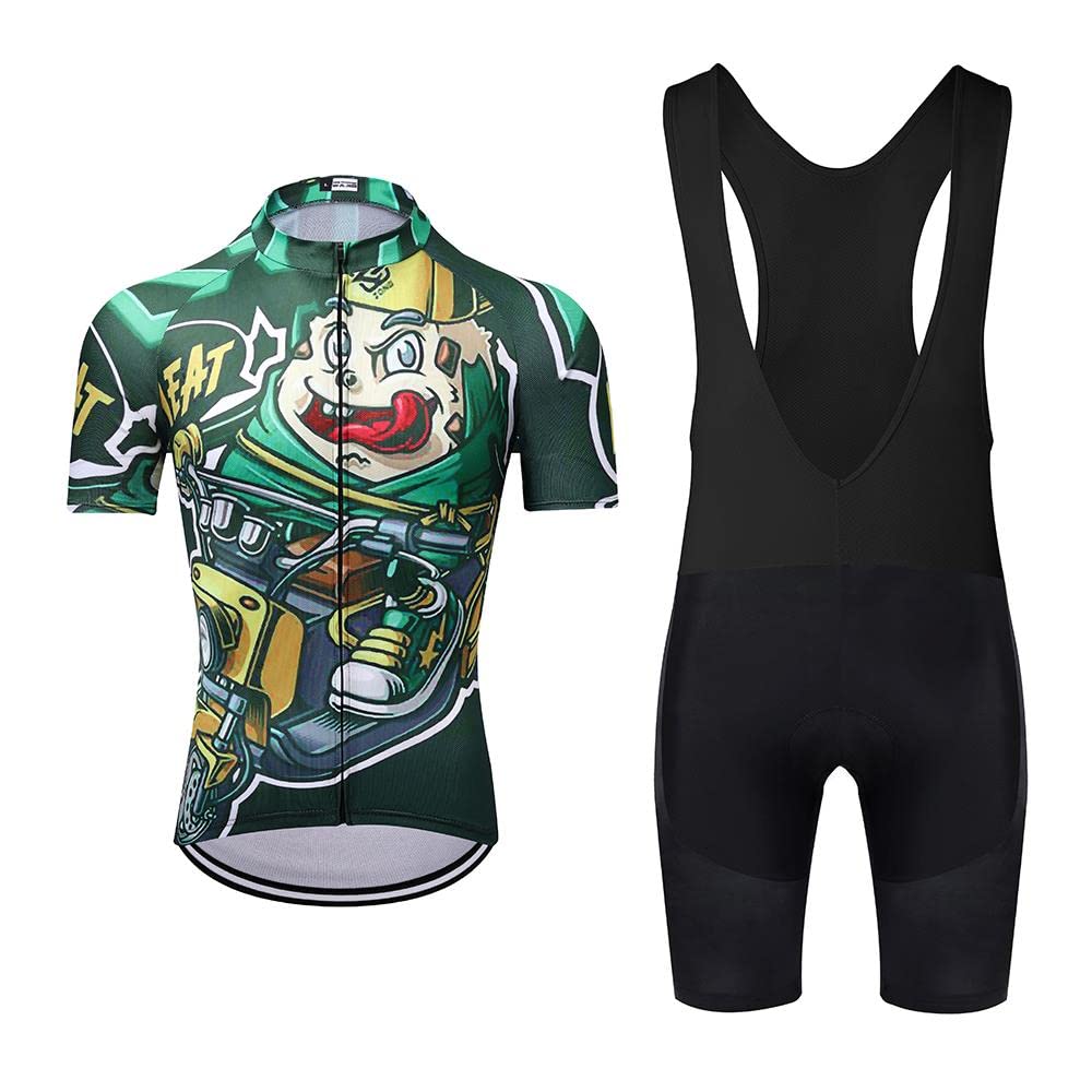 Men's Cycling Jersey Set - Short Sleeve MTB Bike Shirt & Bib Shorts with 20D Padded Chamois for Road & Mountain Biking | Breathable Performance Cycling Gear for Training & Racing
