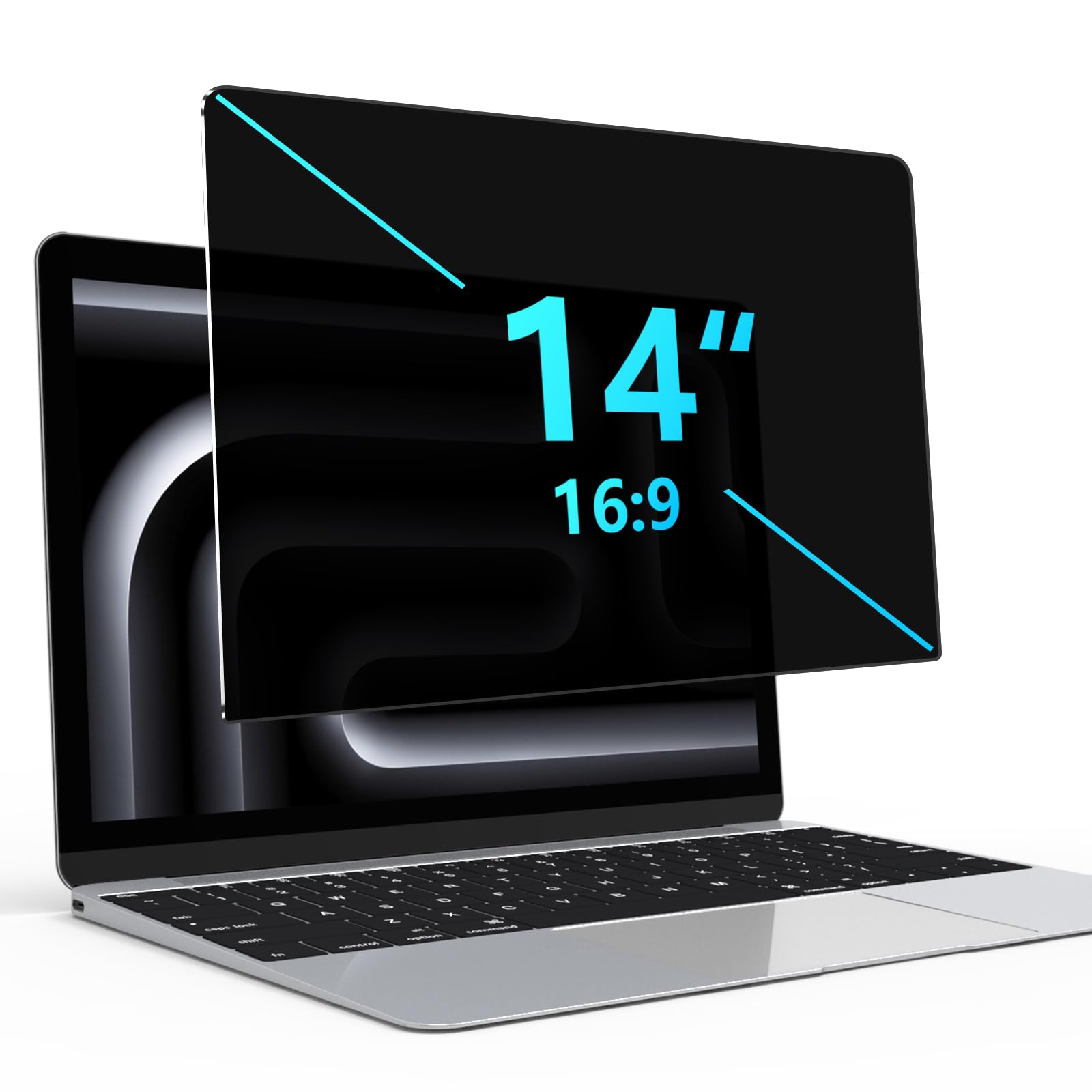 JEHOO 14 Inch Premium Privacy Screen Protector - Anti-Fingerprint, Anti-Scratch, HD Clarity, Removable Privacy Filter for Laptops (16:9 Aspect Ratio) | Perfect for Office Work, Online Classes & Protecting Sensitive Data in Public Spaces