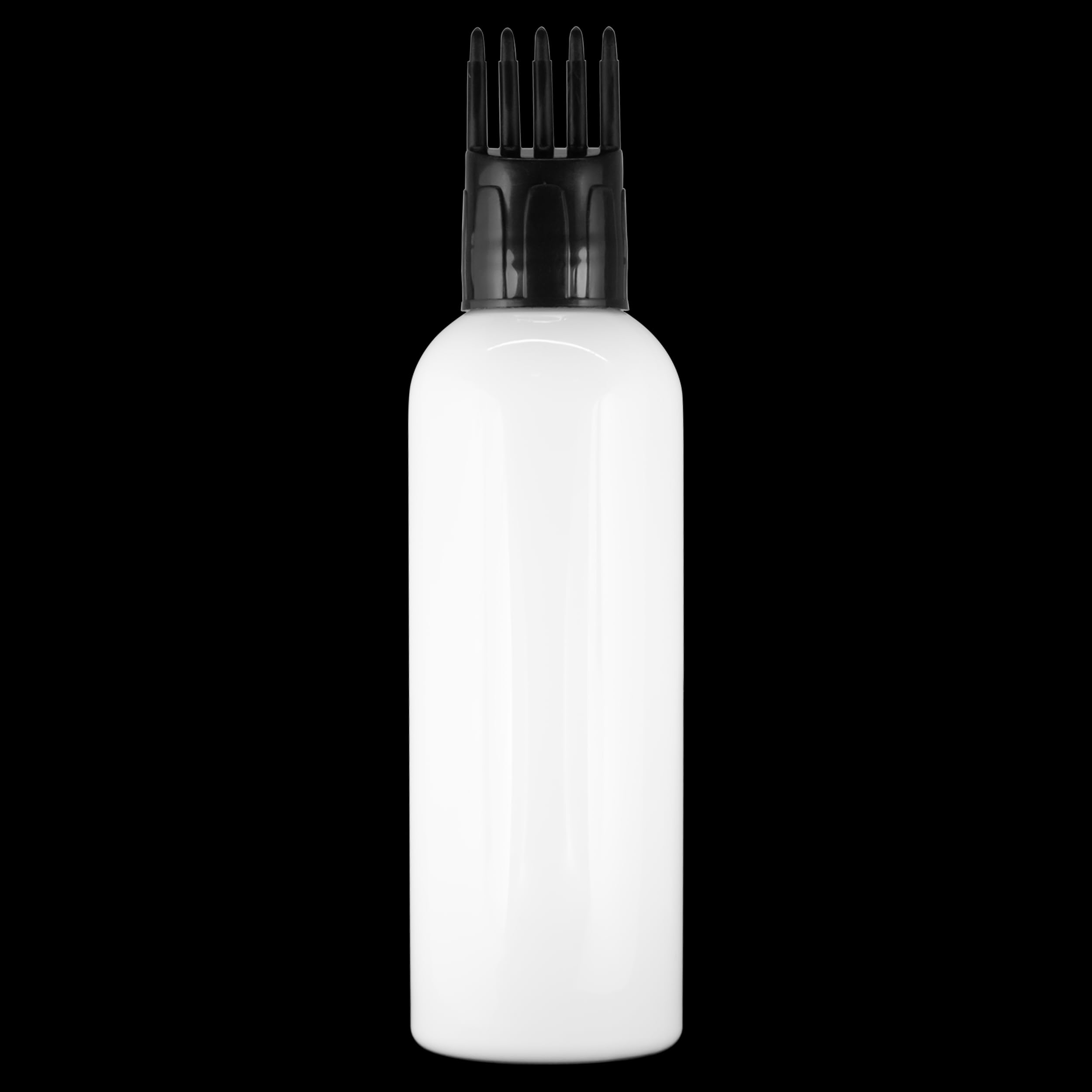 Empty Cylindrical Applicator Bottle for Hair Oil, Shampoo, Medicine & Dye - 1oz Root Comb Brush Bottle with Transparent Design (White, PC Material) - Perfect for Salon, Home Hair Care & DIY Beauty Products