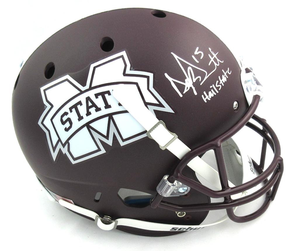 Authentic Dak Prescott Signed Mississippi State Bulldogs Schutt Full Size Football Helmet with 