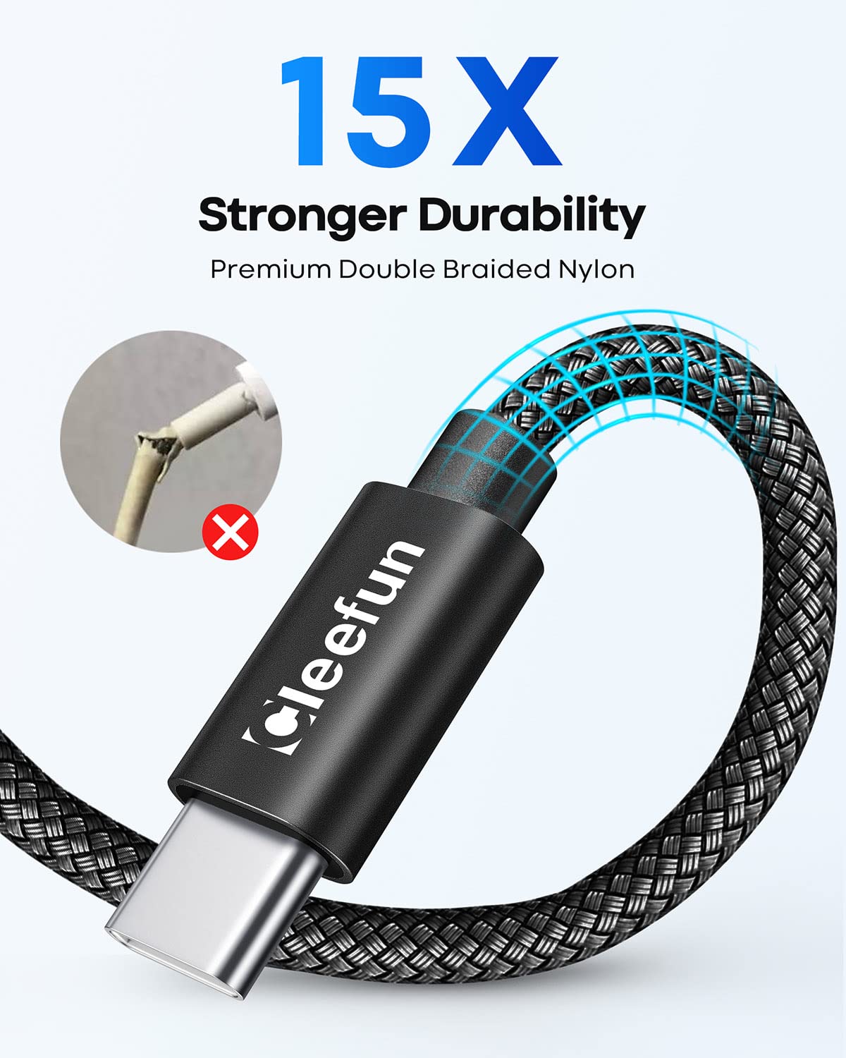 CLEEFUN 10ft USB C to USB A Fast Charging Cable - 3A High Speed Charger Cord for iPhone 15/16 Pro Max, Samsung Galaxy S24/S23/S22/S21 Ultra, PS5/Xbox Series X/S Controller - Perfect for Gaming, Travel & Home Charging