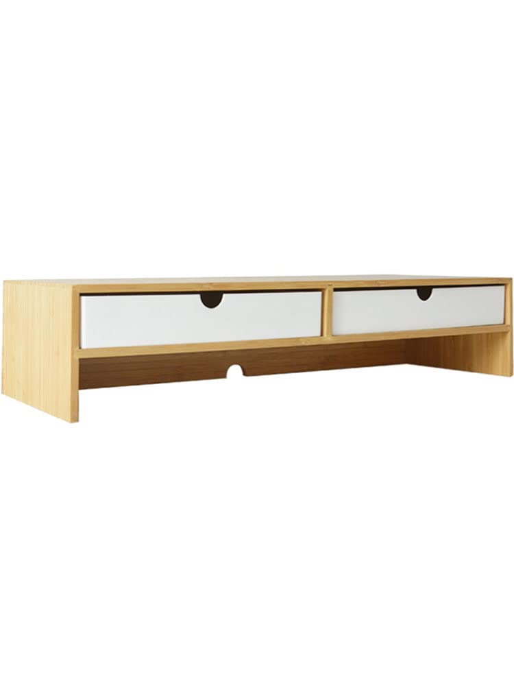 Wooden Computer Monitor Stand & Laptop Riser with Storage Shelf - Black Desktop Organizer for Home Office | Perfect for Workspace Organization, Monitor Height Adjustment, and Cable Management