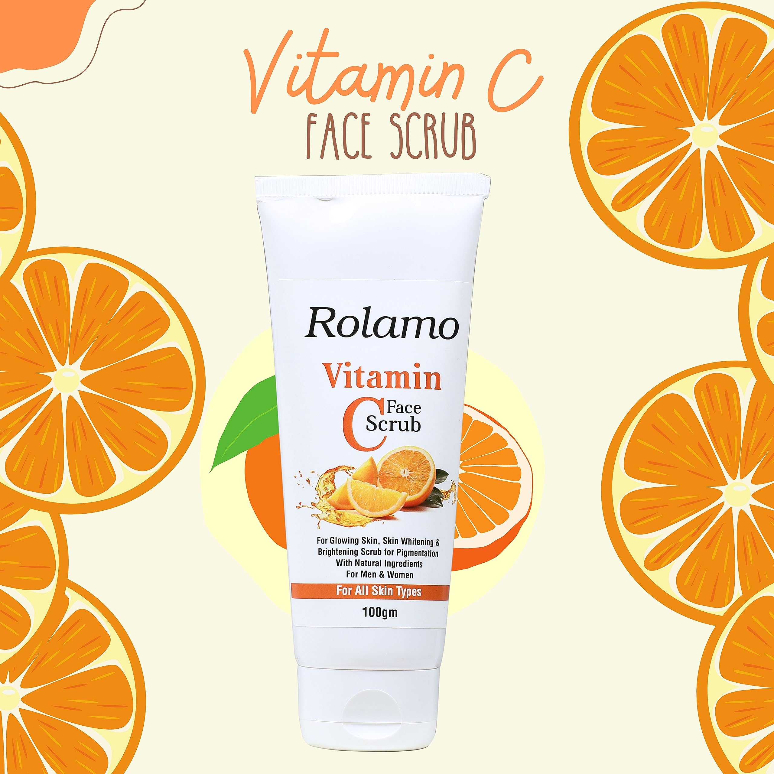 Rolamo Vitamin C Skincare Set - Brightening Face Wash, Moisturizer, Sunscreen, Toner & Serum for Glowing Skin (100ml Face Wash + 100ml Scrub + 30ml Serum) | Daily Anti-Aging Routine for Women & Men | Perfect for Morning & Night Skincare Regimen