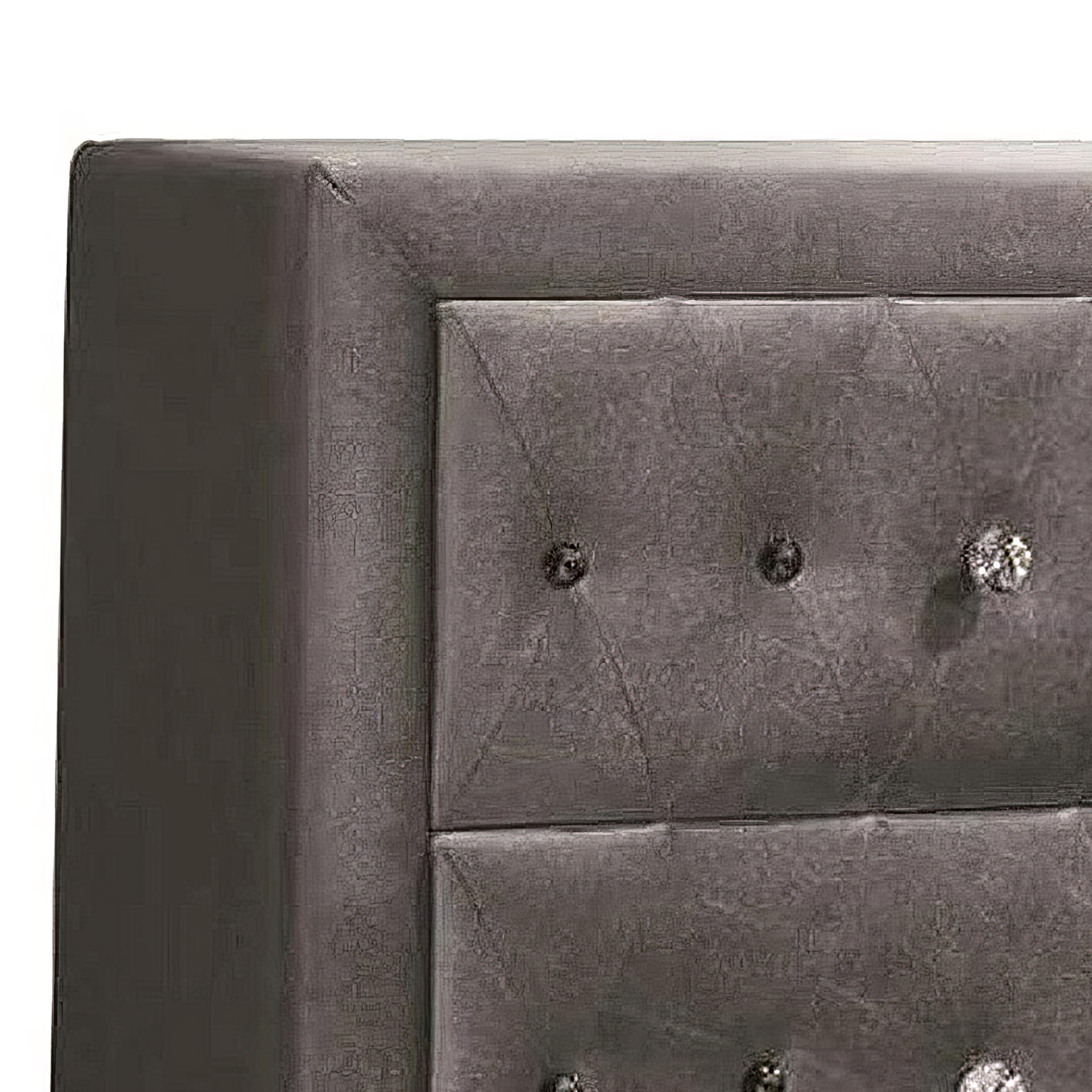 Benjara Fabric Upholstered Nightstand with Button Tufting - Gray Bedside Table for Bedroom, Living Room & Guest Room - Modern Small End Table with Storage