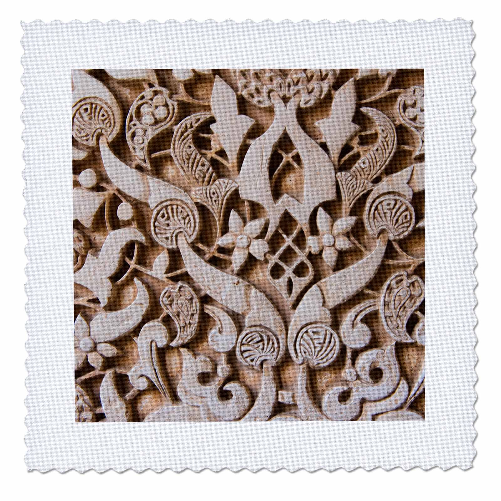 3D Rose Granada Spain Alhambra Nasrid Palace Architecture Detail Quilt - 8 x 8 Inch Home Decor for Living Room, Bedroom & Office