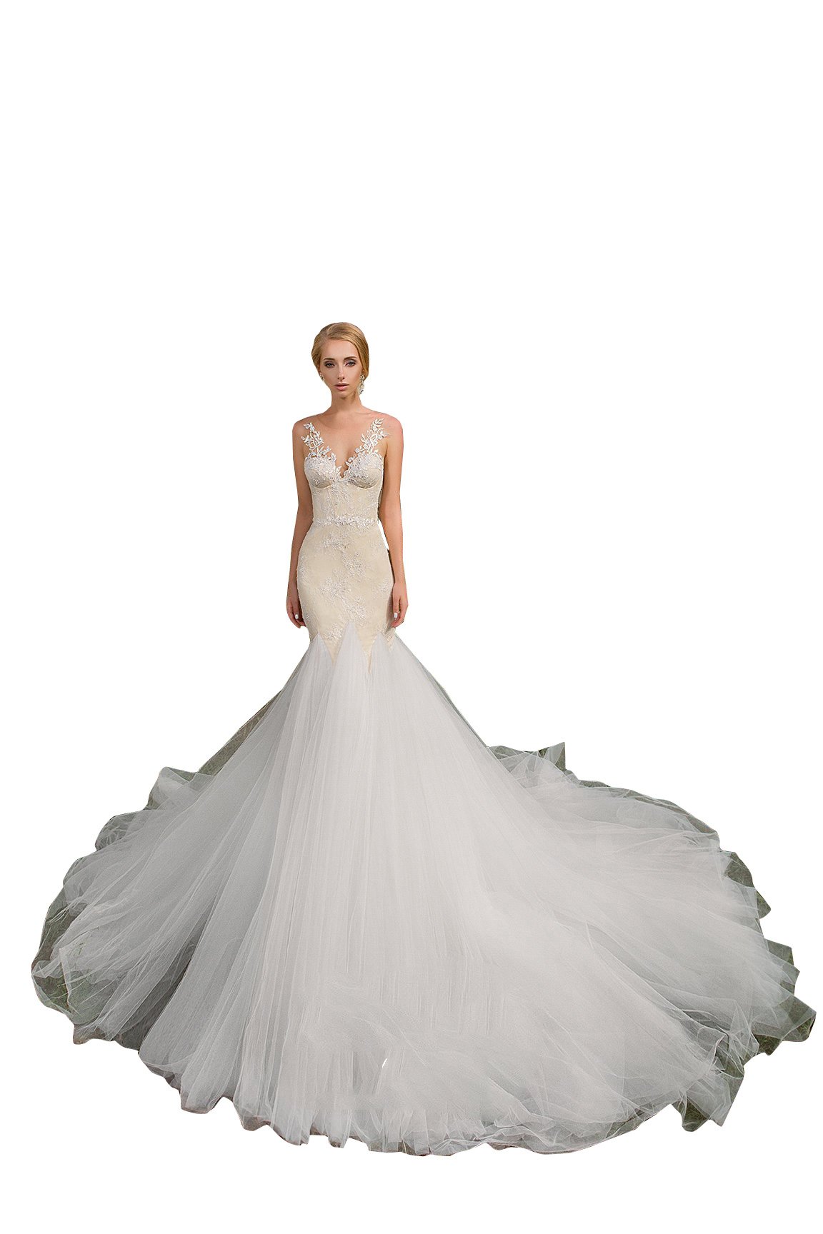Elegant Kelaixiang Women's Mermaid Wedding Dress - Open Back Bridal Gown for Beach Weddings, Outdoor Ceremonies & Romantic Photoshoots