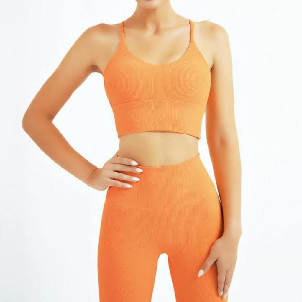 CCBUY Women's Seamless Yoga Set - High Waist Workout Leggings & Sports Bra 2 Piece Outfit for Gym, Running, Pilates | Moisture Wicking & Stretchy Activewear (Color A, Size Large) - Perfect for Yoga, Fitness Training & Lounge Wear