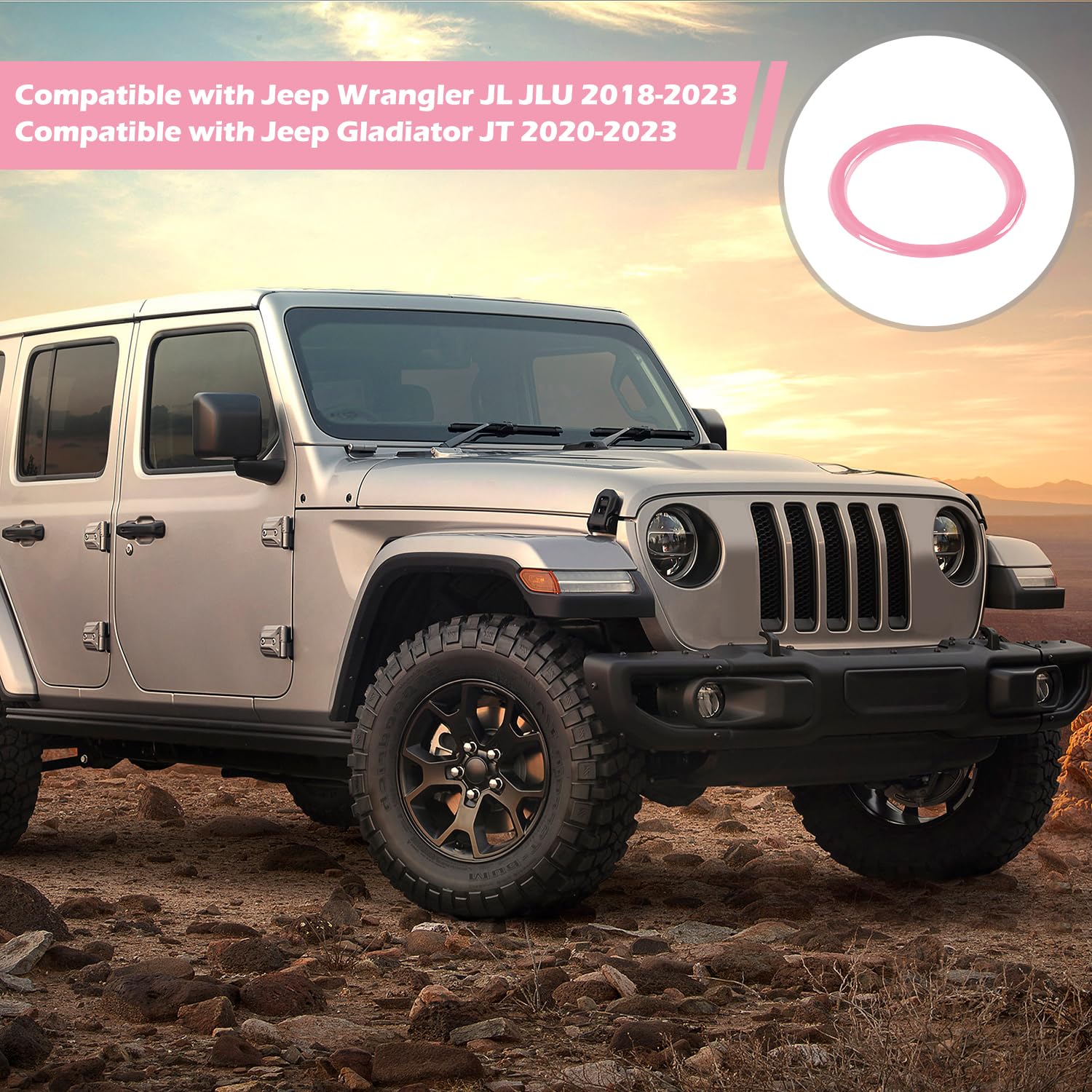 Jeep Wrangler JL JLU & Gladiator JT Dash Air Vent Covers (2018-2023) - Pink Interior Accessories 4pc Set | AC Vent Trim for Enhanced Style & Protection | Perfect for Off-Road Adventures & Daily Commutes