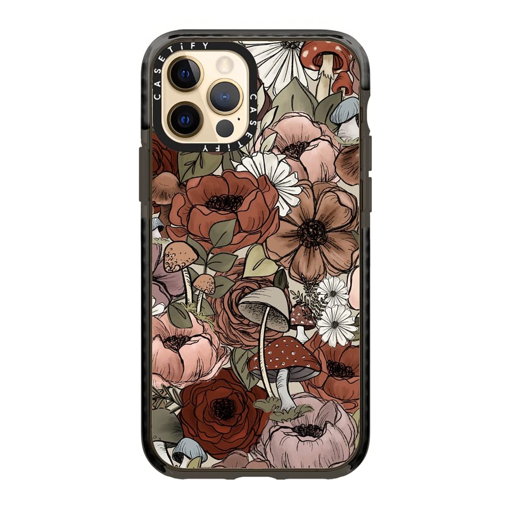 CASETiFY Impact Case for iPhone 12 & iPhone 12 Pro - KT's Canvases Forest Floral Design - Clear Black Protective Phone Cover | Perfect for Outdoor Adventures, Travel & Everyday Use