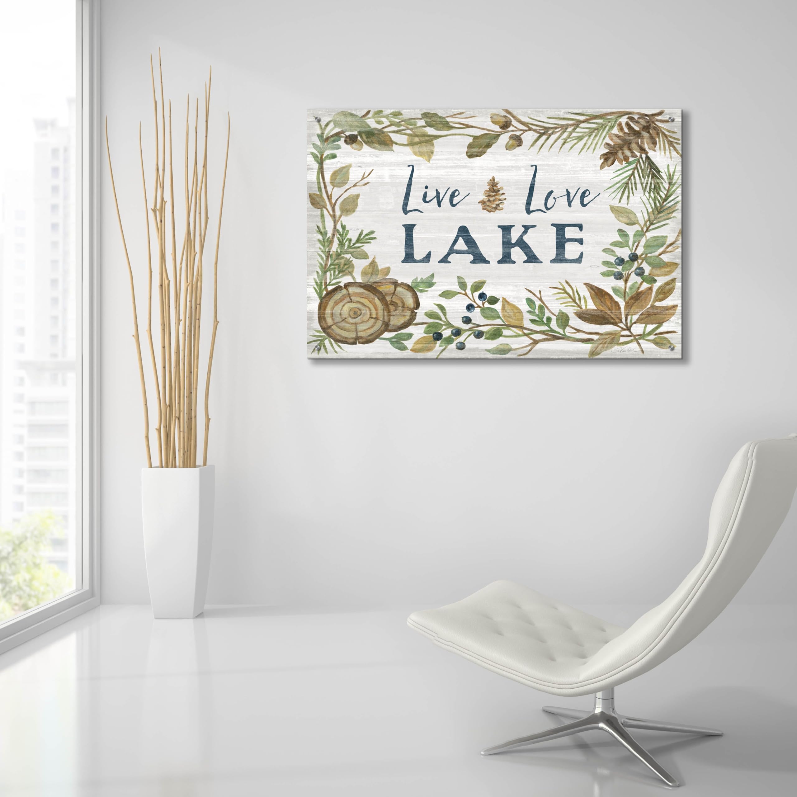 Silvia Vassileva Lakeside Retreat III Acrylic Glass Wall Art - 36x24 Inches Modern Abstract Painting for Living Room, Bedroom & Office Decor