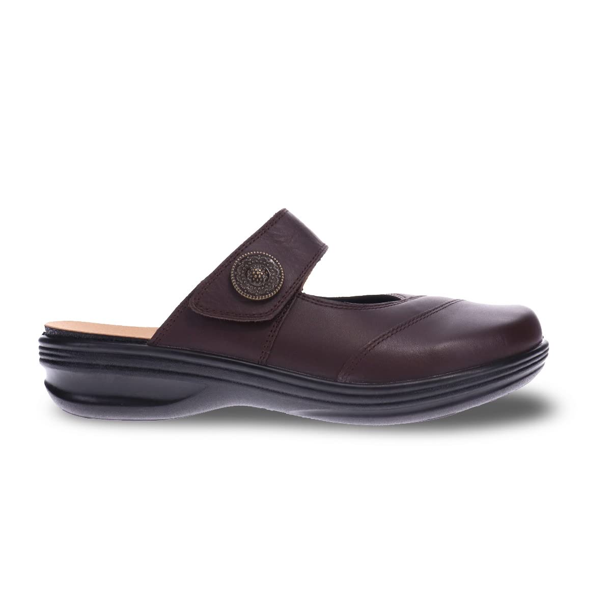 Revere Brussels Women's Stretch Mule Slip-On Shoes - Comfortable Wide Width (12W) Chocolate Brown Loafers for Casual Wear & Home Office