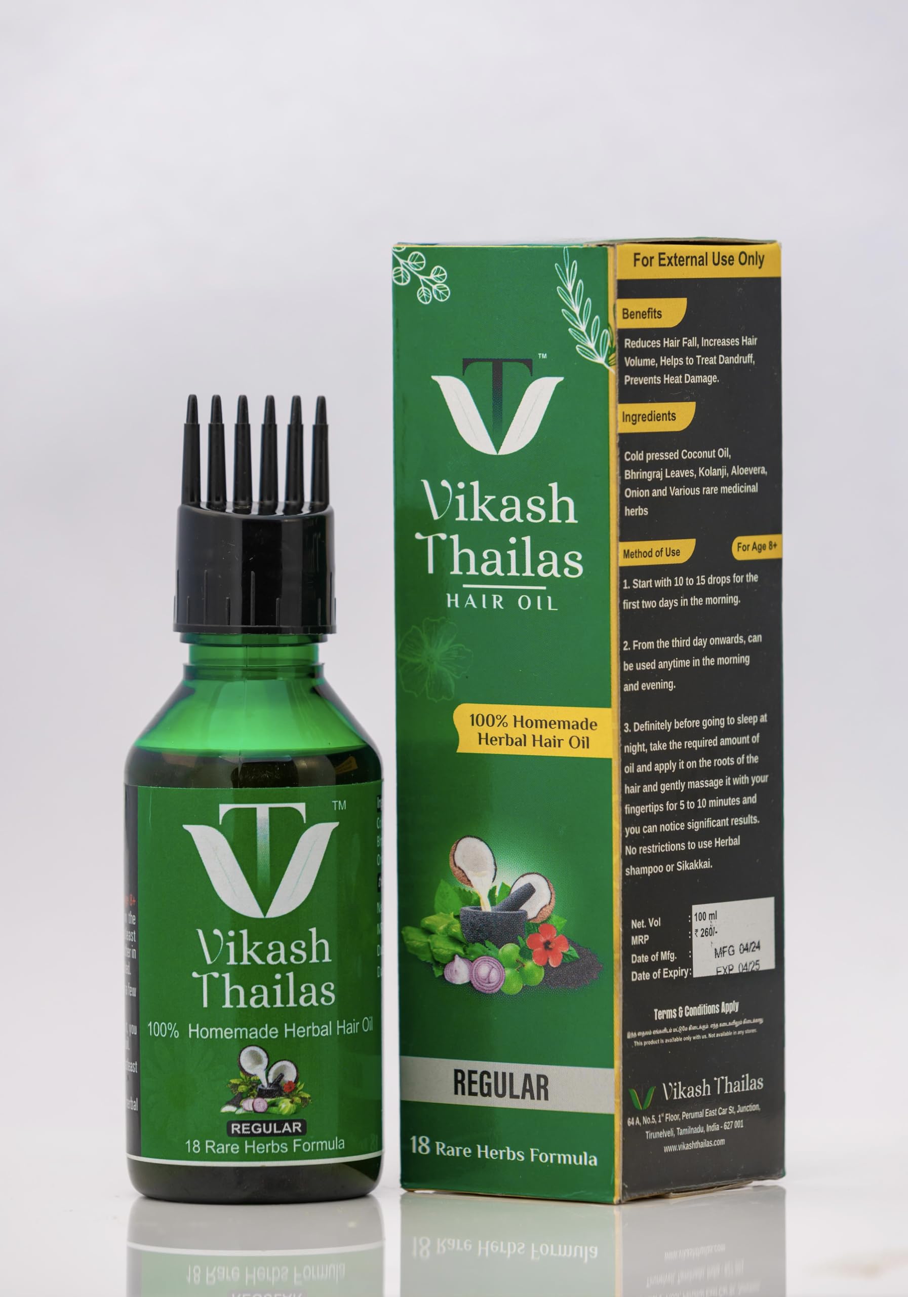 Vikash Thailas Ayurvedic Herbal Hair Oil - 100ml for Hair Growth, Dandruff & Scalp Care | Natural Treatment for Dry, Damaged Hair | Daily Nourishment & Shine