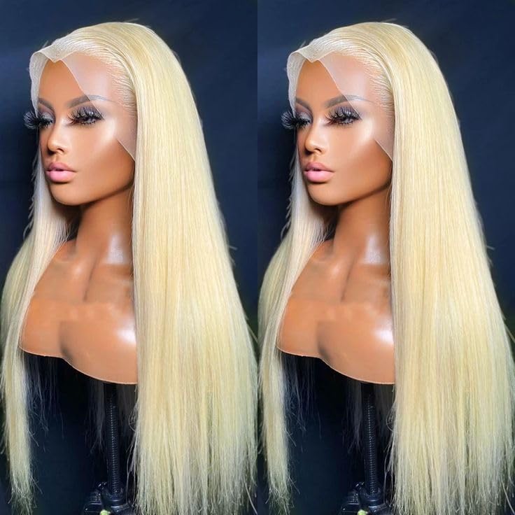 613 Blonde 13x6 Lace Front Wig Human Hair - 250 Density Straight Lace Frontal Wig with Pre-Plucked Hairline & Baby Hair (28 Inch) - Perfect for Cosplay, Daily Wear & Special Occasions