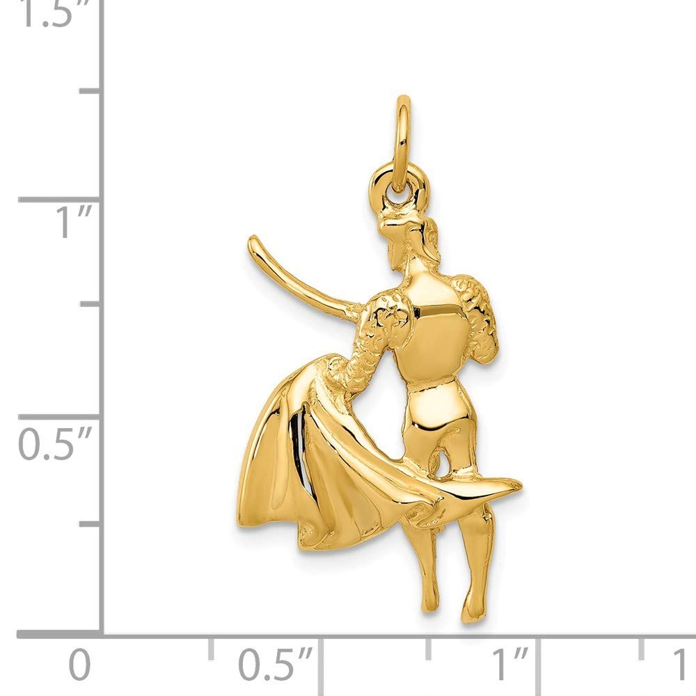 Roy Rose Jewelry 14K Yellow Gold Matador Charm Pendant - Spanish Bullfighter Inspired Necklace for Women, Gift for Bullfighting Enthusiasts | Perfect for Special Occasions, Date Nights & Spanish Themed Parties