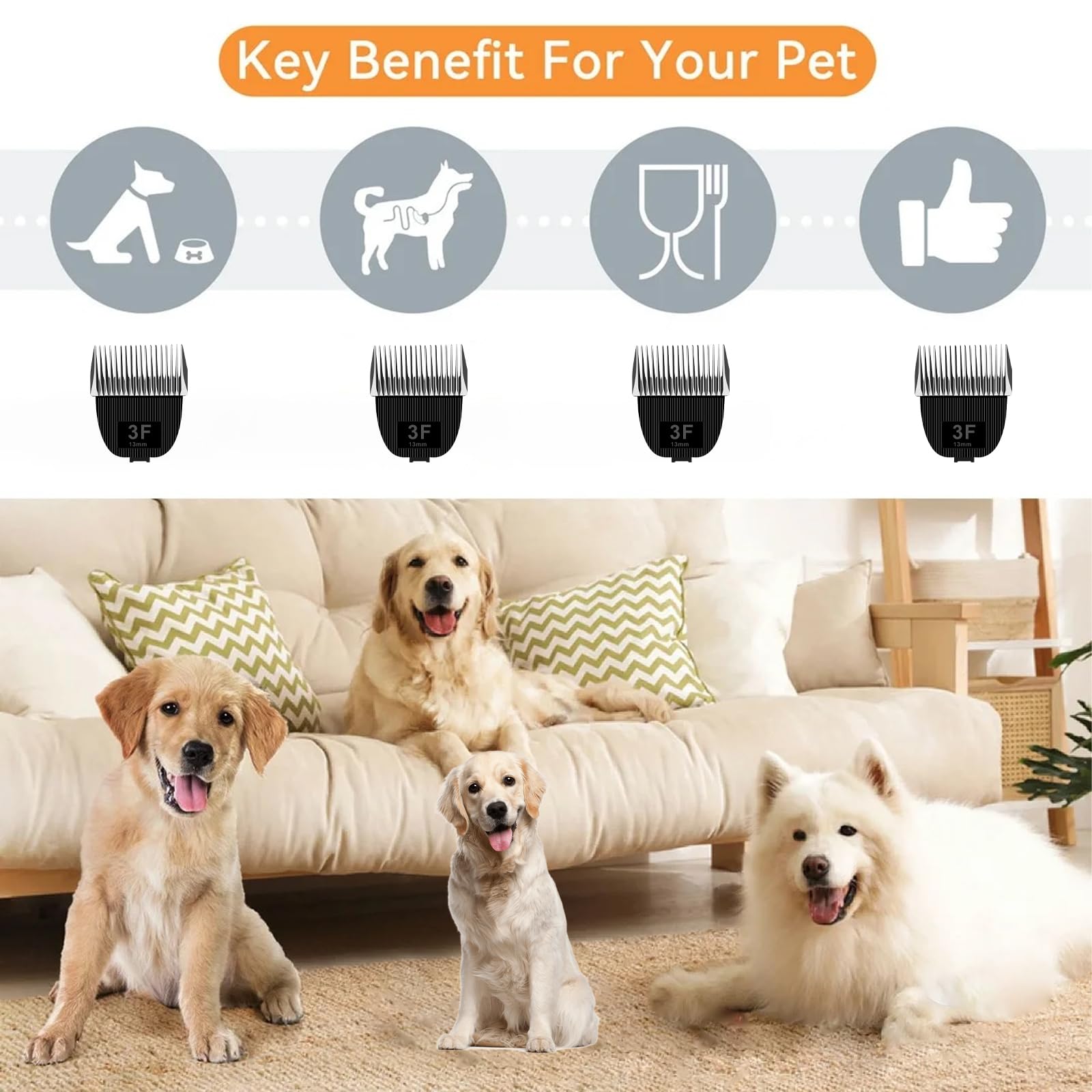 Nebot P1 Pro Pet Grooming Kit & Vacuum Replacement Blade - 3F Size, 1/2