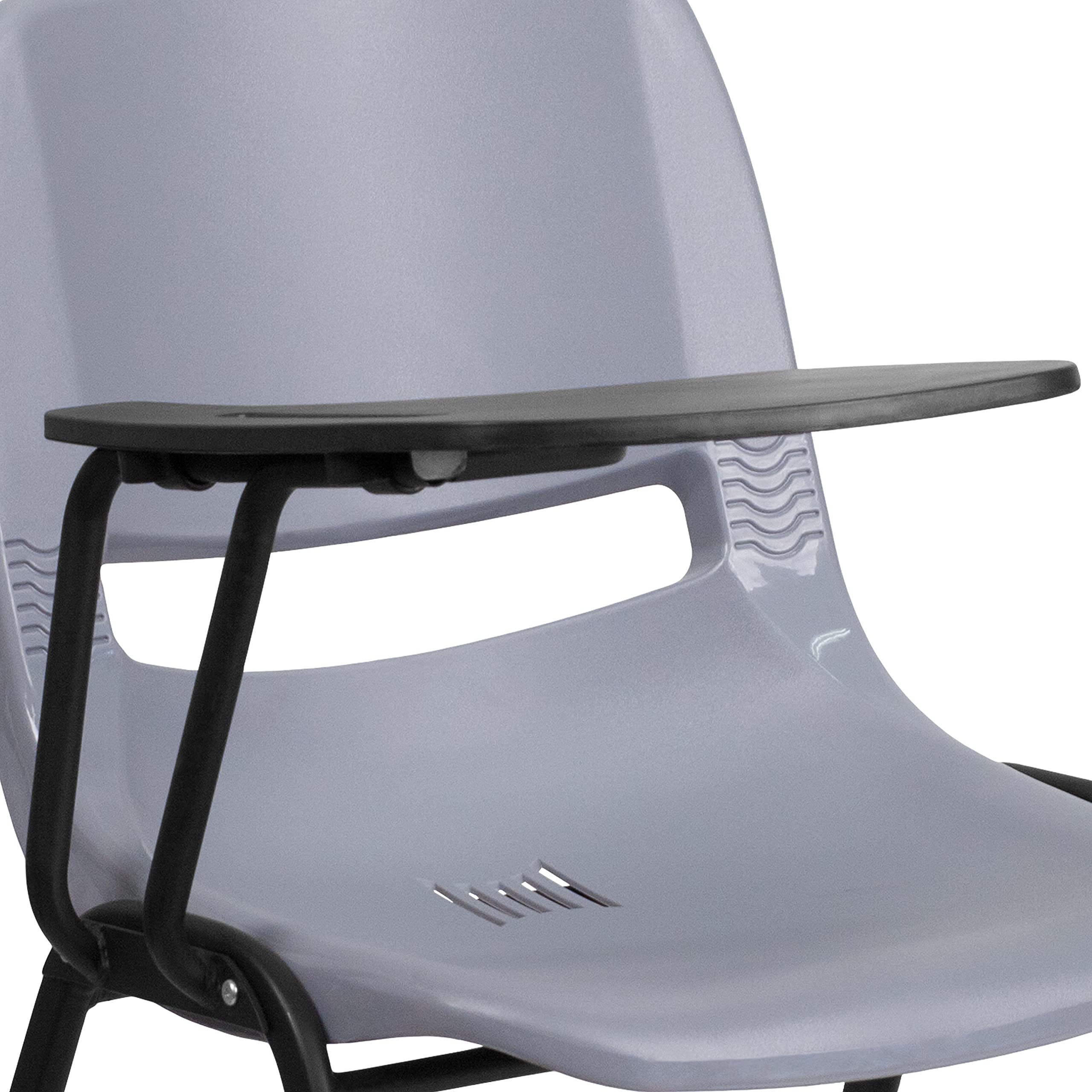 5 Pack Gray Ergonomic Office Chair with Flip-Up Tablet Arm - Right Handed Comfort Support for Home, Office & Conference Room Use
