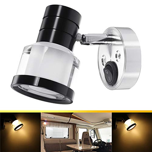 12V LED Interior Reading Light - Warm White Wall Spot Lights for Van, Caravan, Boat, Motorhome & Bedroom Lighting - Perfect for Nighttime Reading and Cozy Ambiance