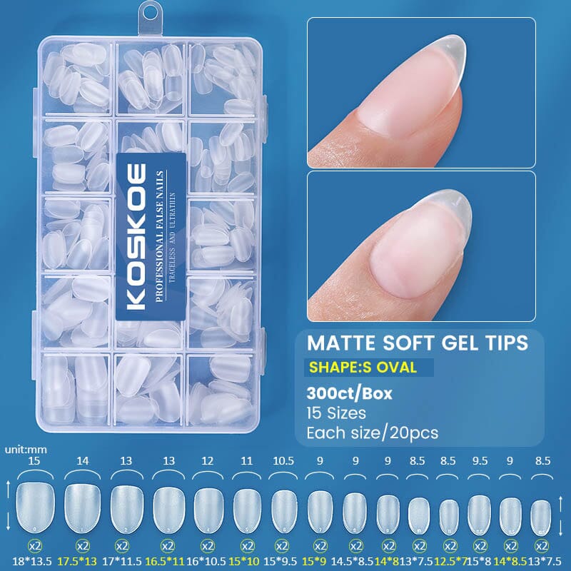 300pcs Matte Soft Gel False Nails - Short Full Cover Press On Nails for Natural Look | Perfect for Daily Wear, Work, and Special Occasions