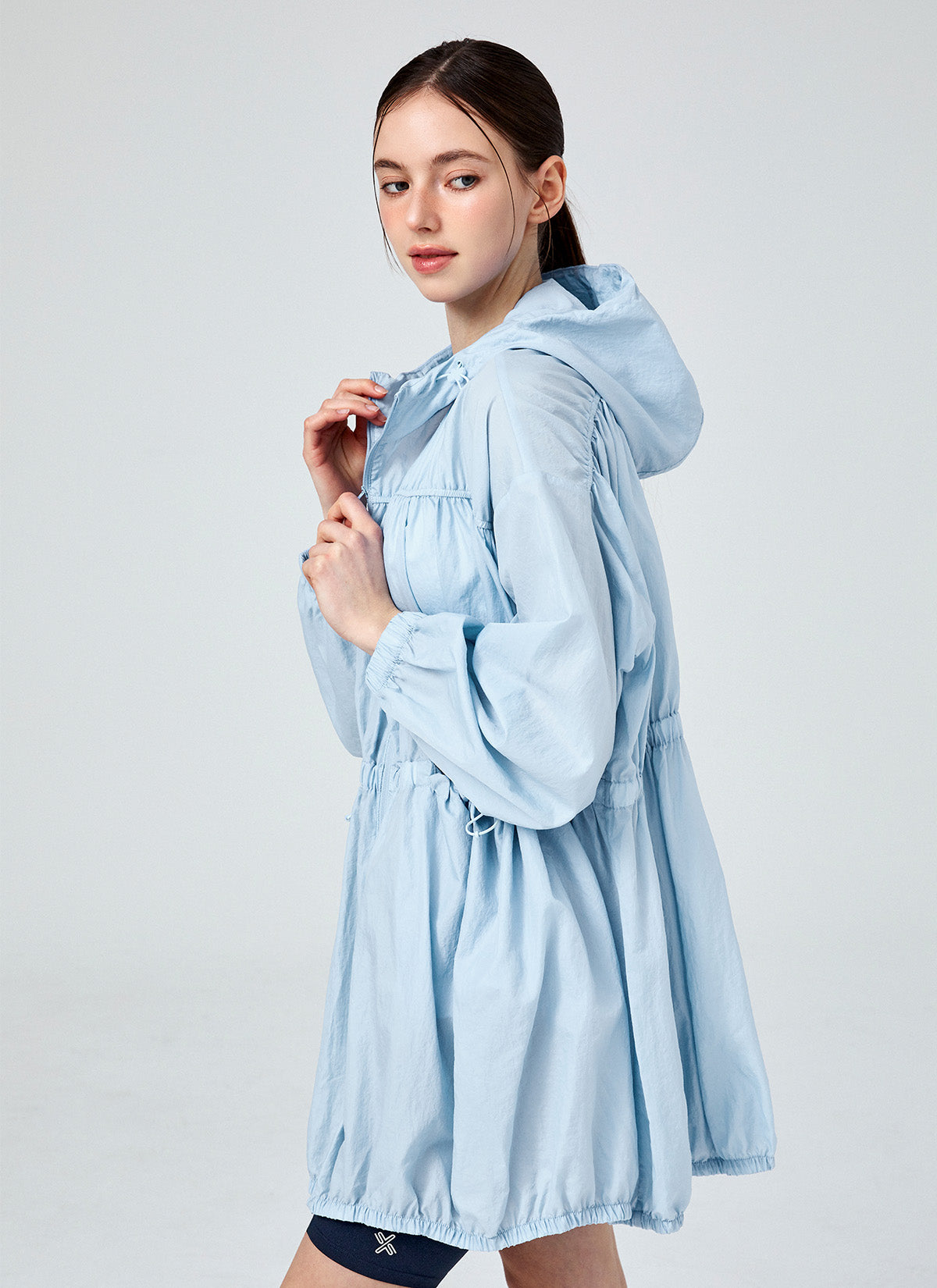 Stylish Airy Balloon Shirring Hood Long Jacket - Trendy Oversized Outerwear for Women | Perfect for Casual Outings, Layering & Streetwear Fashion