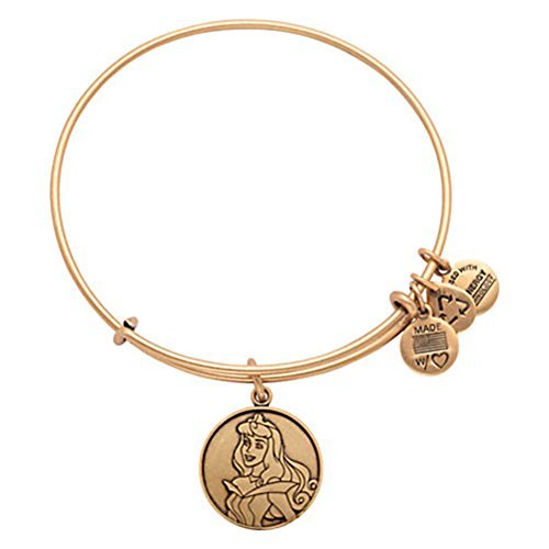 Disney Parks Alex and Ani Aurora Sleeping Beauty Gold-Tone Charm Bangle Bracelet | Official Disney Jewelry | Perfect for Gifts, Collectors & Disney Fans