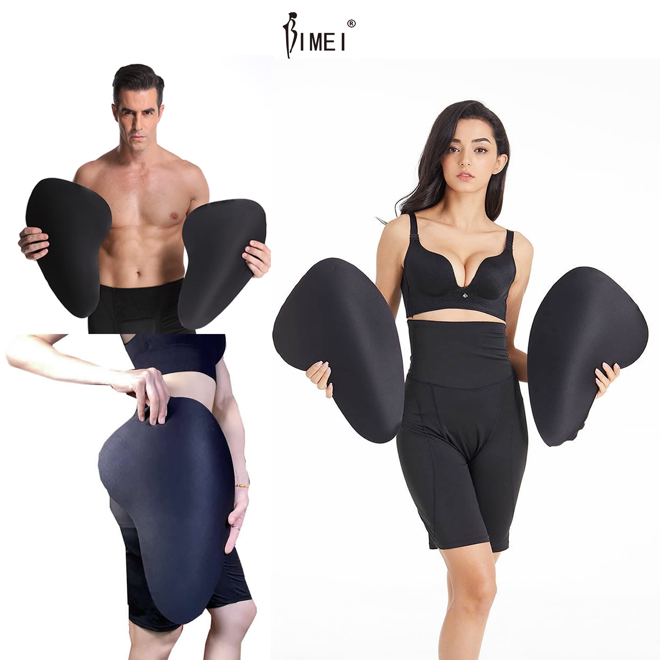 BIMEI 2PS Self-Adhesive Thigh & Hip Pads for Body Shaping - Lift & Enhance Curves - Crossdressing & Cosplay Accessories (Medium, Black) - Perfect for Costume Parties, Drag Shows & Everyday Wear