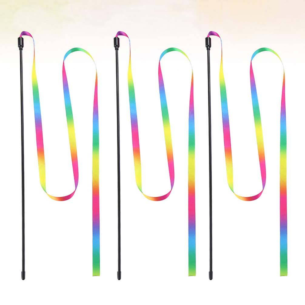 UKCOCO Kitten Toys - 3 Pack Interactive Cat Toys with Rainbow String Wand & Teaser Stick for Kittens Training | Developmental & Educational Toys for Indoor Play, Exercise & Bonding with Your Cat