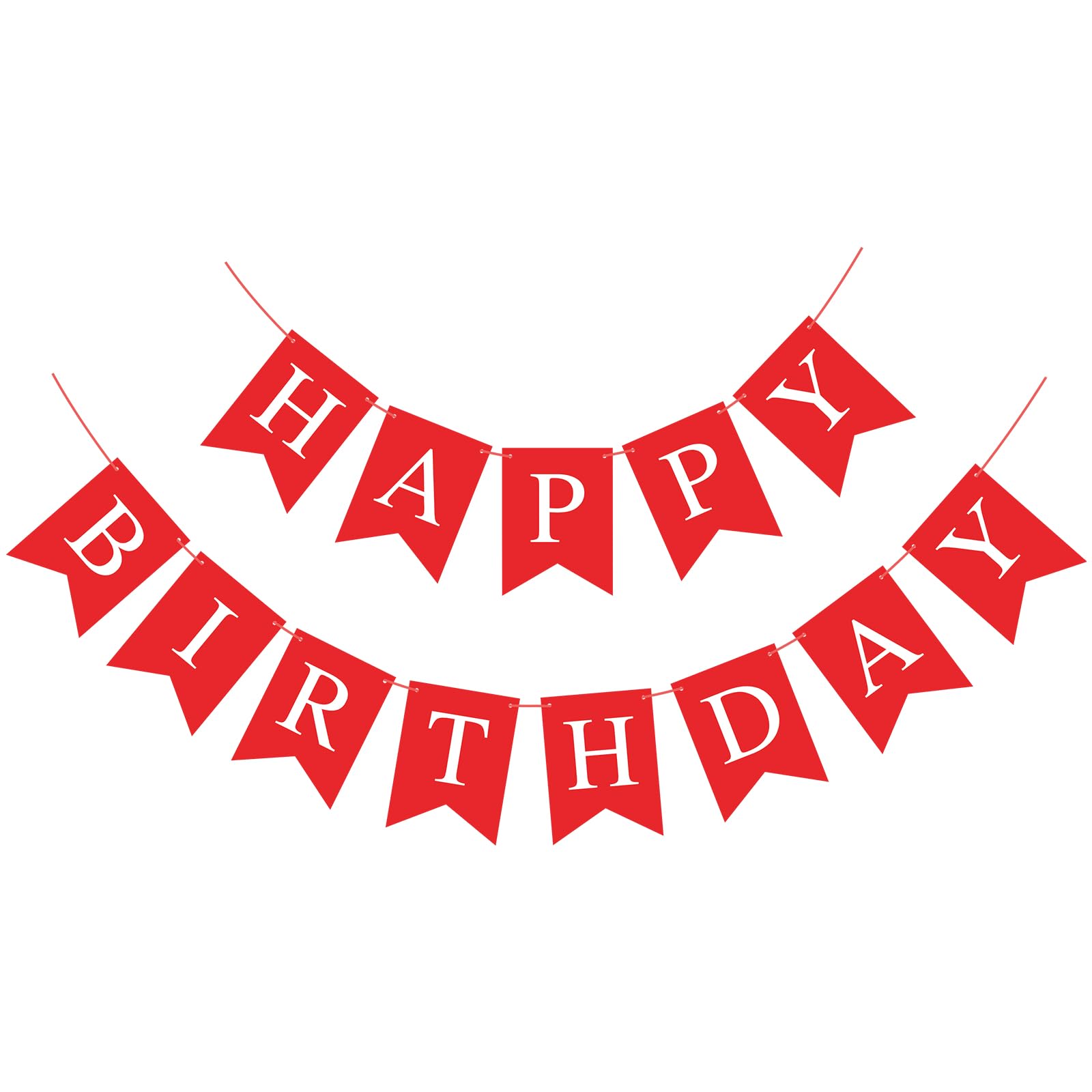 Happy Birthday Banner - Red Birthday Bunting Garland for Kids, Girls & Women | Perfect for Birthday Parties, Tea Parties & Home Decorations | Durable Party Supplies for Indoor & Outdoor Celebrations