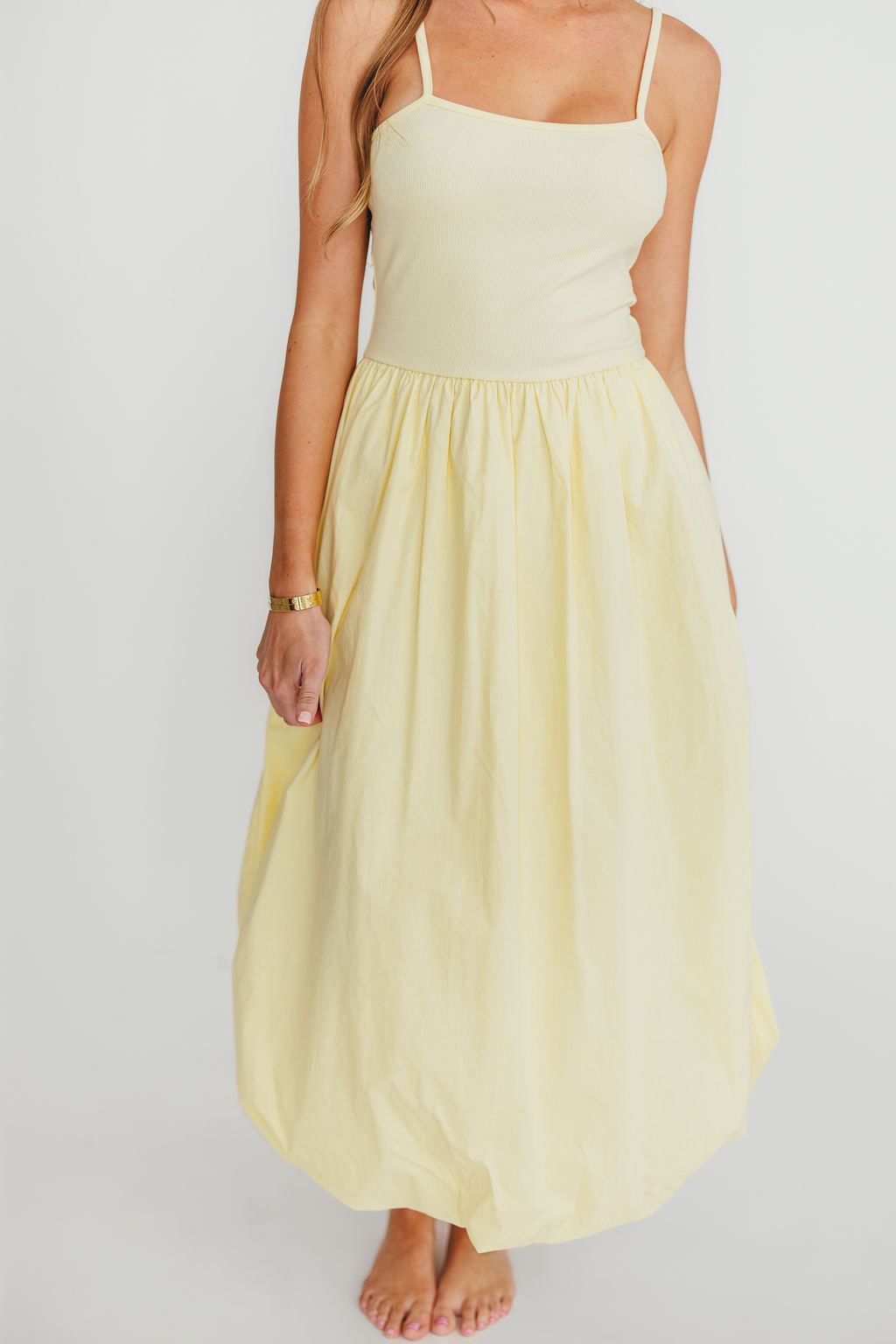 Marisol Bubble Maxi Dress in Yellow - Flowy Summer Beach Dress for Women | Perfect for Vacations, Weddings & Outdoor Parties