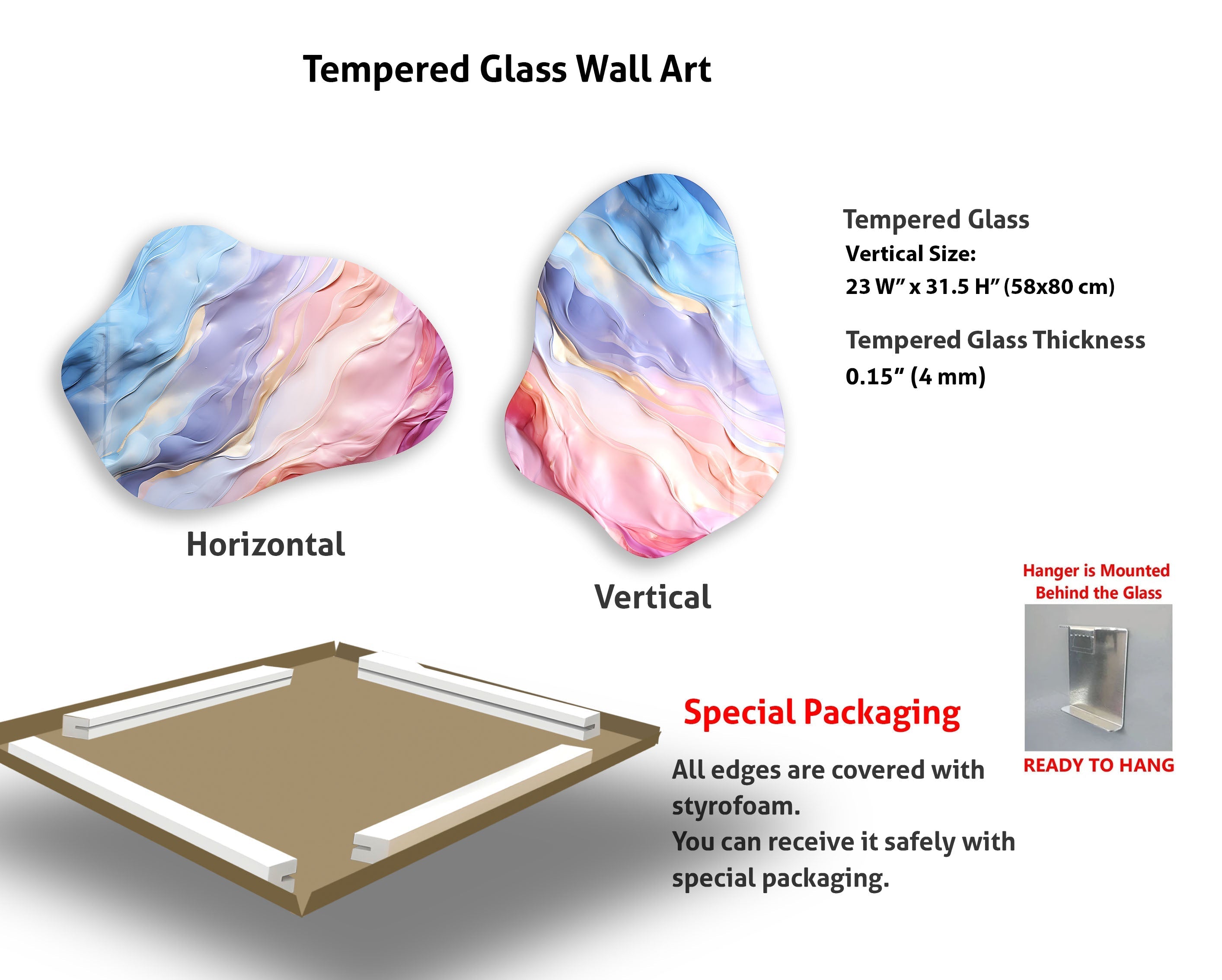 Abstract Pink Irregular Glass Wall Art - Modern Handmade Decor for Living Room, Bedroom & Office - Unique 3D Textured Hanging Art Piece for Home & Office Decor