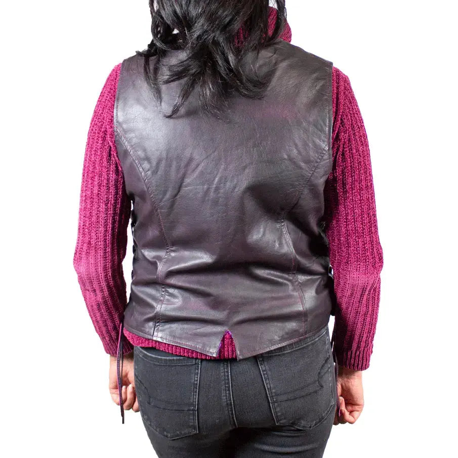 Open Road Women's Lace Side Leather Vest - Stylish Faux Leather Jacket for Casual Outfits & Night Out | Perfect for Parties, Date Nights & Fall Layering