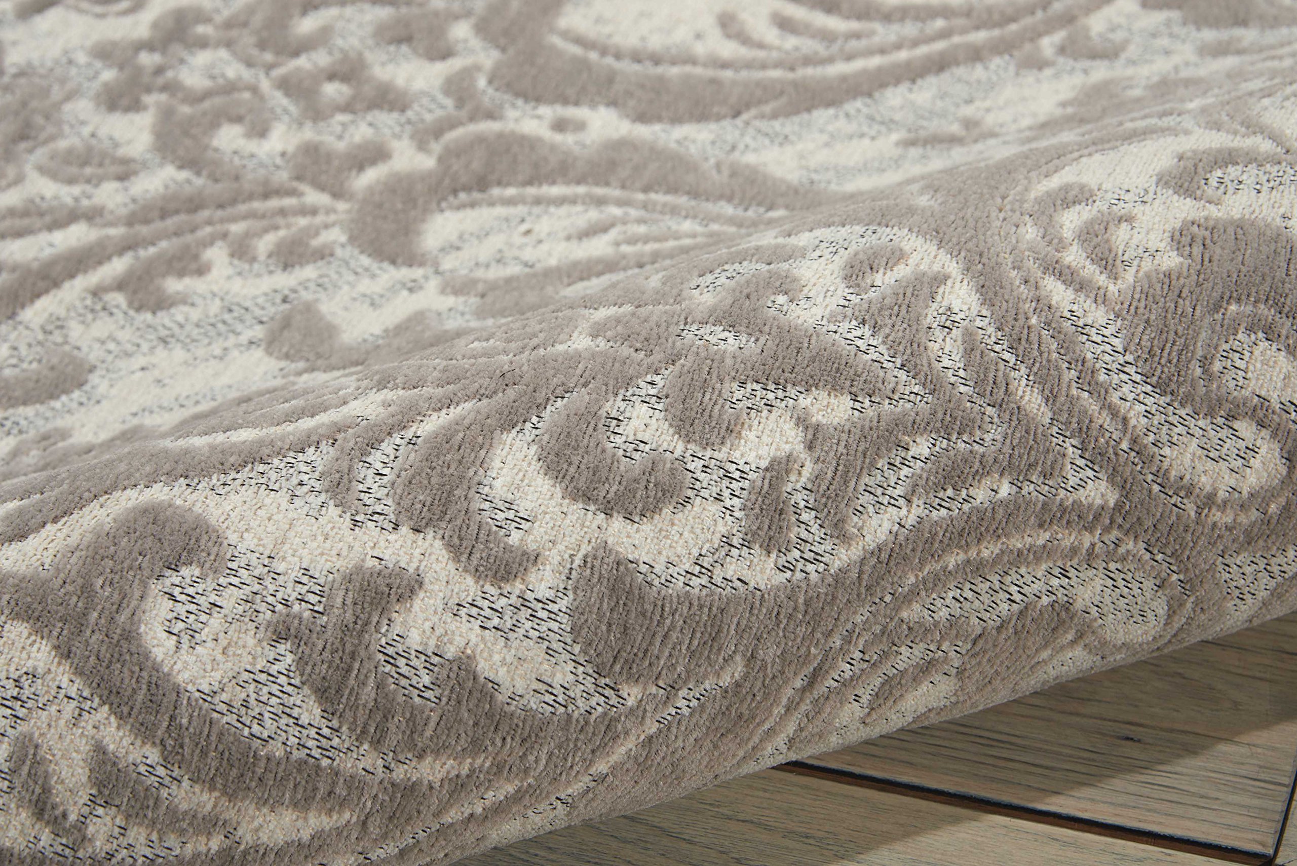 Nourison Damask Traditional Ivory/Grey 8' x 10' Area Rug - Easy to Clean, Non-Shedding, Stain Resistant | Perfect for Bedroom, Living Room, Dining Room & Kitchen Decor (8x10)