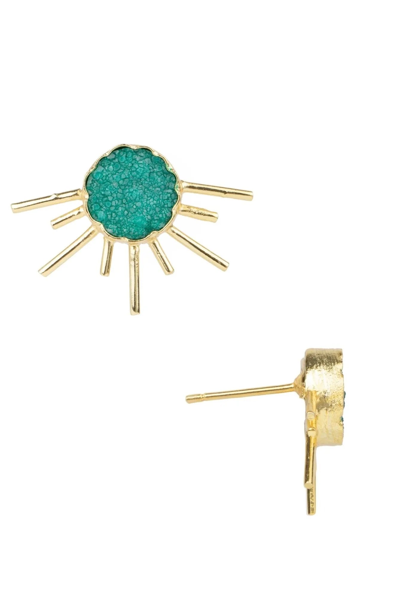Sun Stud Druzy Earrings – Sparkling Natural Stone Jewelry for Women, Dainty & Elegant Earrings for Everyday Wear, Perfect for Office, Party & Special Occasions