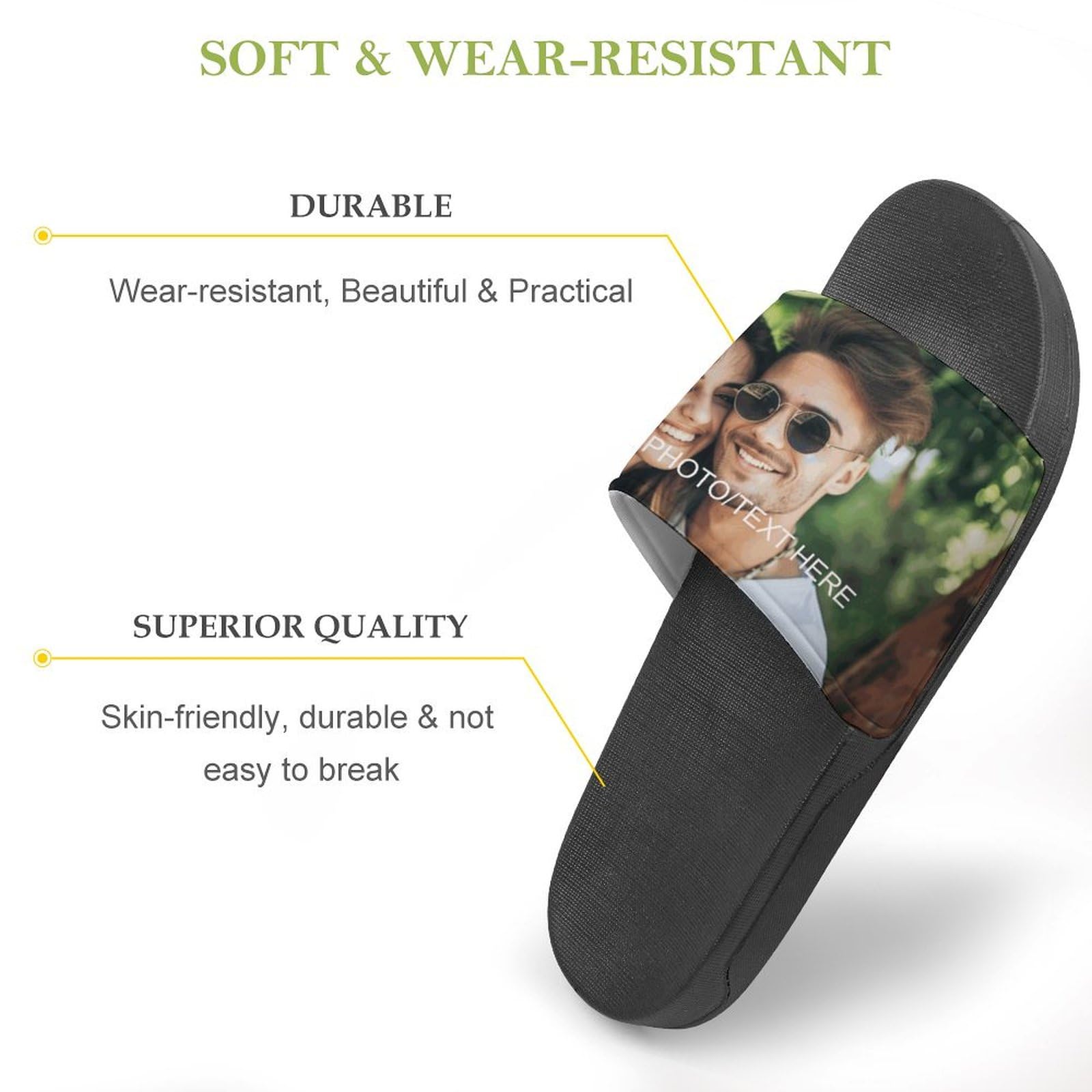 Personalized Custom Slides Slippers with Name & Photo - Comfy Warm House Shoes for Women & Men - Indoor/Outdoor Wear - Perfect Gift for Birthday, Anniversary & Holidays