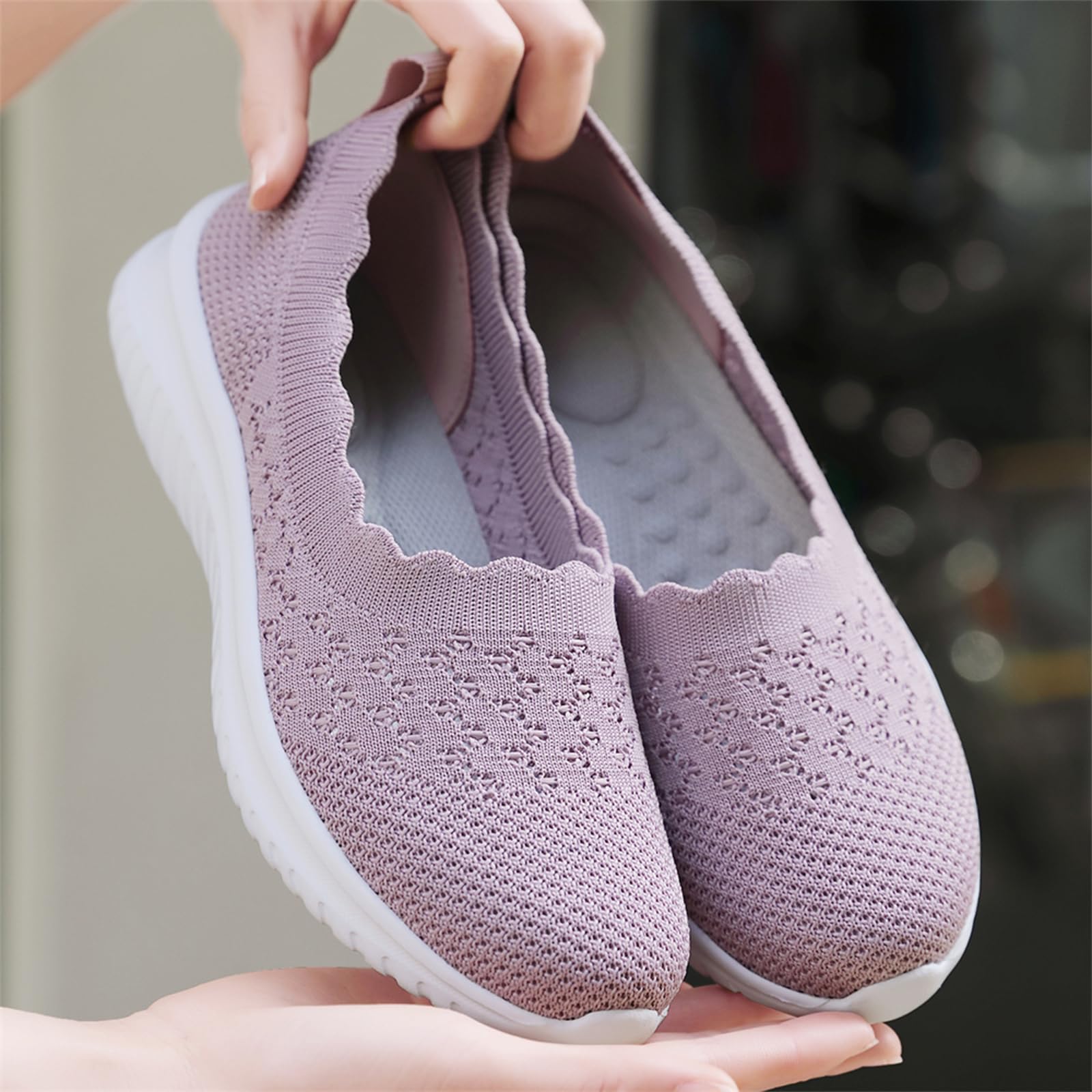 **Women's Breathable Mesh Nursing Flats - Slip On Walking Shoes for Nurses - Lightweight Non-Slip Orthopedic Sneakers for Comfort & Support - Perfect for Hospital Shifts, Long Walks & Everyday Wear**