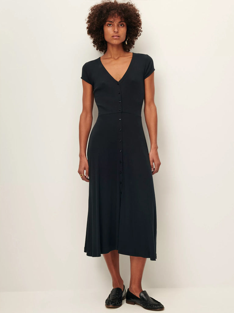 Sessun Nea Dress in Moonless - Elegant Flowy Midi Dress for Women | Perfect for Casual Outings, Date Nights & Summer Vacations