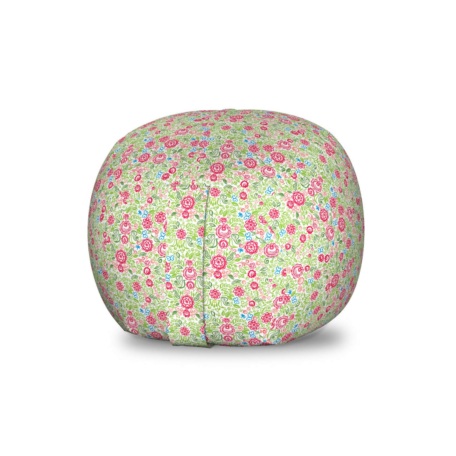 Ambesonne Spring Storage Toy Bag Chair - Vintage Folk Art Floral Print Stuffed Animal Organizer, Washable Small Multicolor Toy Storage for Kids' Room, Nursery, or Playroom Organization
