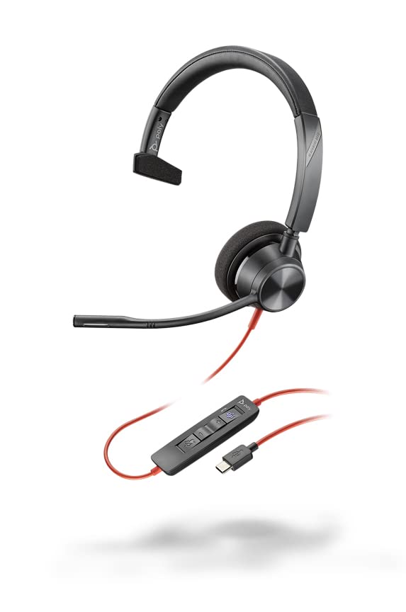 Poly Blackwire 3310 USB-C Mono Wired Headset with Boom Mic - Certified for Microsoft Teams & Zoom - USB-C Connectivity for PC & Mac - Perfect for Call Centers & Remote Work