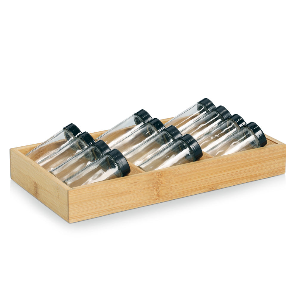 13-Piece Drawer Spice Rack Organizer Set - Expandable Kitchen Storage for Spices, Jars & Bottles - Perfect for Pantry, Cabinet or Countertop Organization
