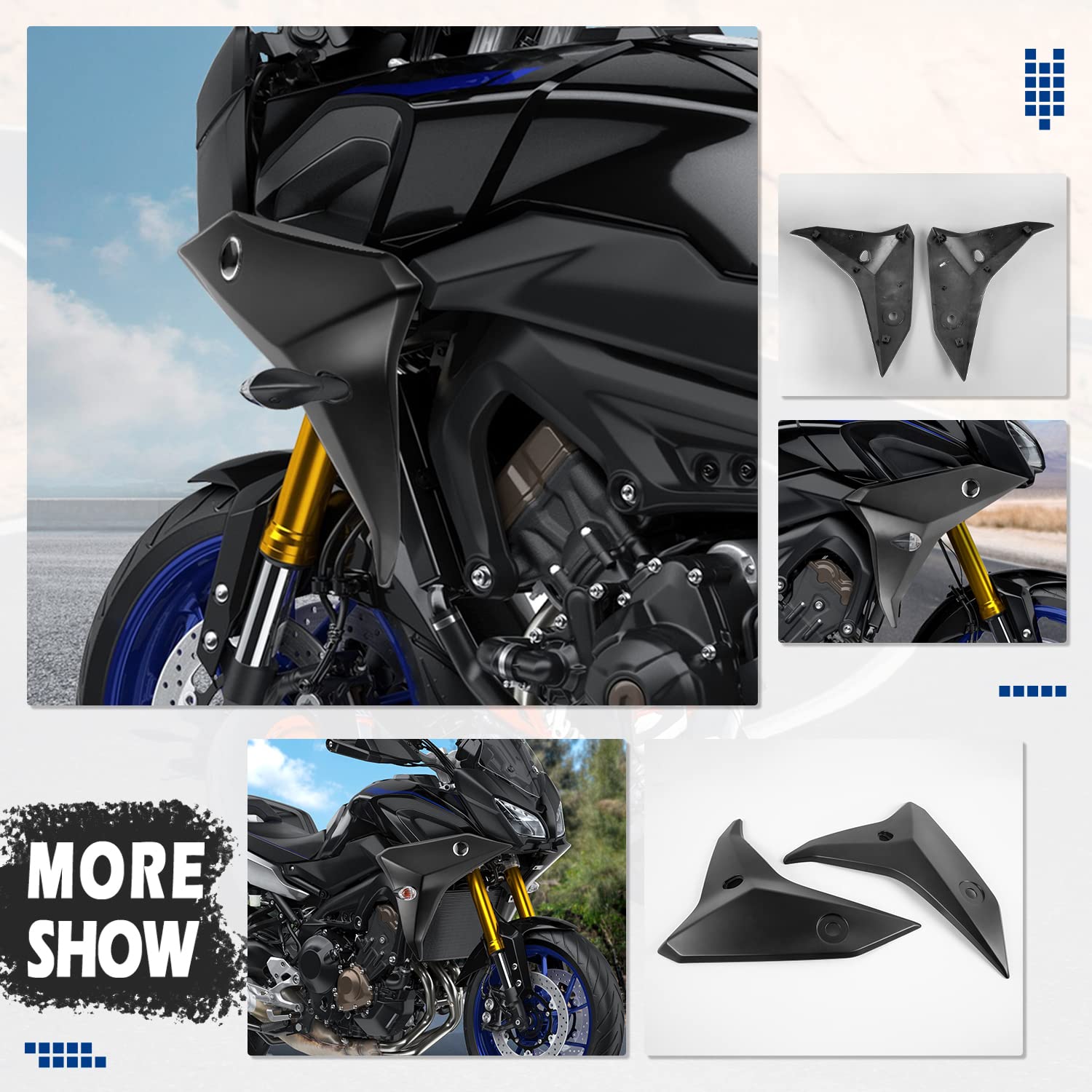 Yamaha Tracer 900/GT 2018-2020 Motorcycle Radiator Guard - Matte Black Frame Cover & Side Panel Fairing Kit for Enhanced Radiator Protection | Perfect for Adventure Riding & Off-Road Use