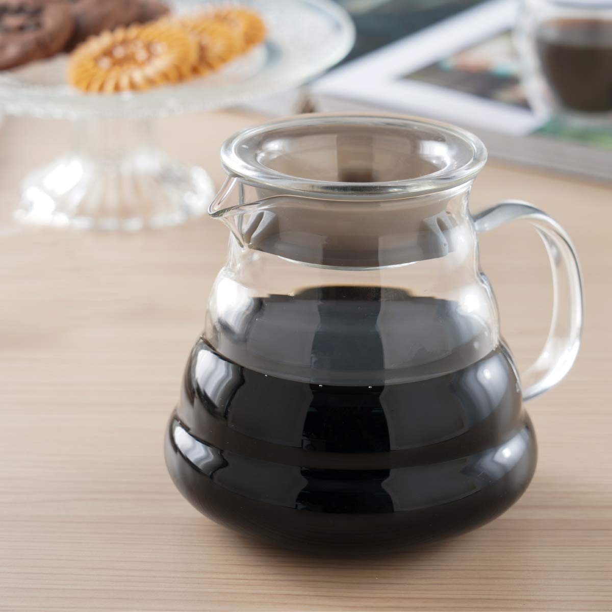 Premium Blue Brew Clear Glass Coffee Server - 600ml (20oz) Heat-Resistant Carafe for Pour Over Coffee & Tea | Ideal for Home Brewing, Cafes & Office Use (BB1008)