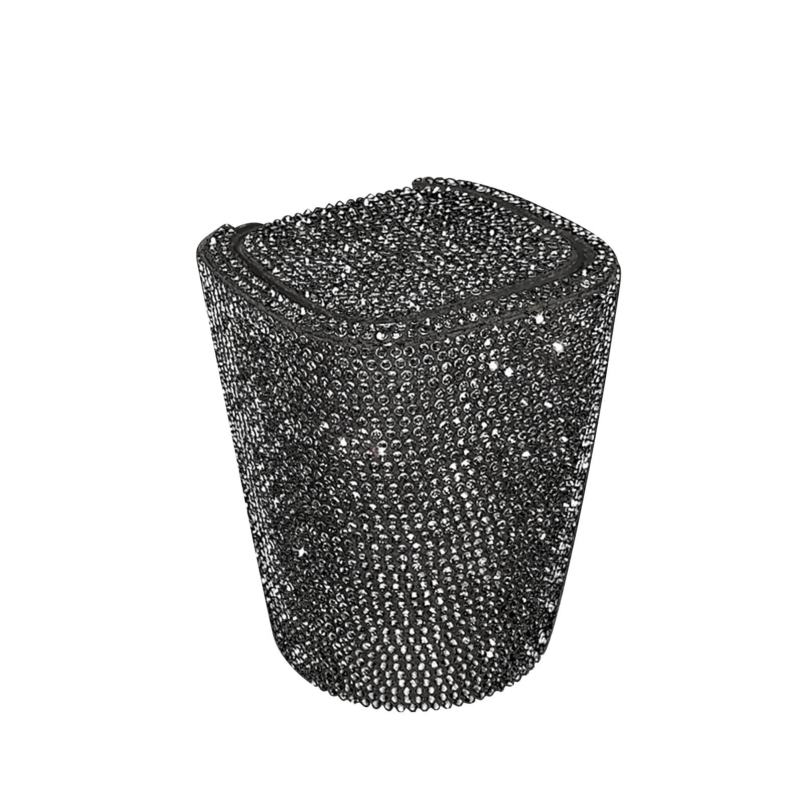 CLVELLI Smell Proof Car Ashtray with Lid - Crystal Diamond Design, Blue LED Light, Portable Cup Holder Ashtray for Cars - Mini Trash Can for Vehicle | Perfect for Road Trips, Commuting & Smoking in Car (Black, One Size)